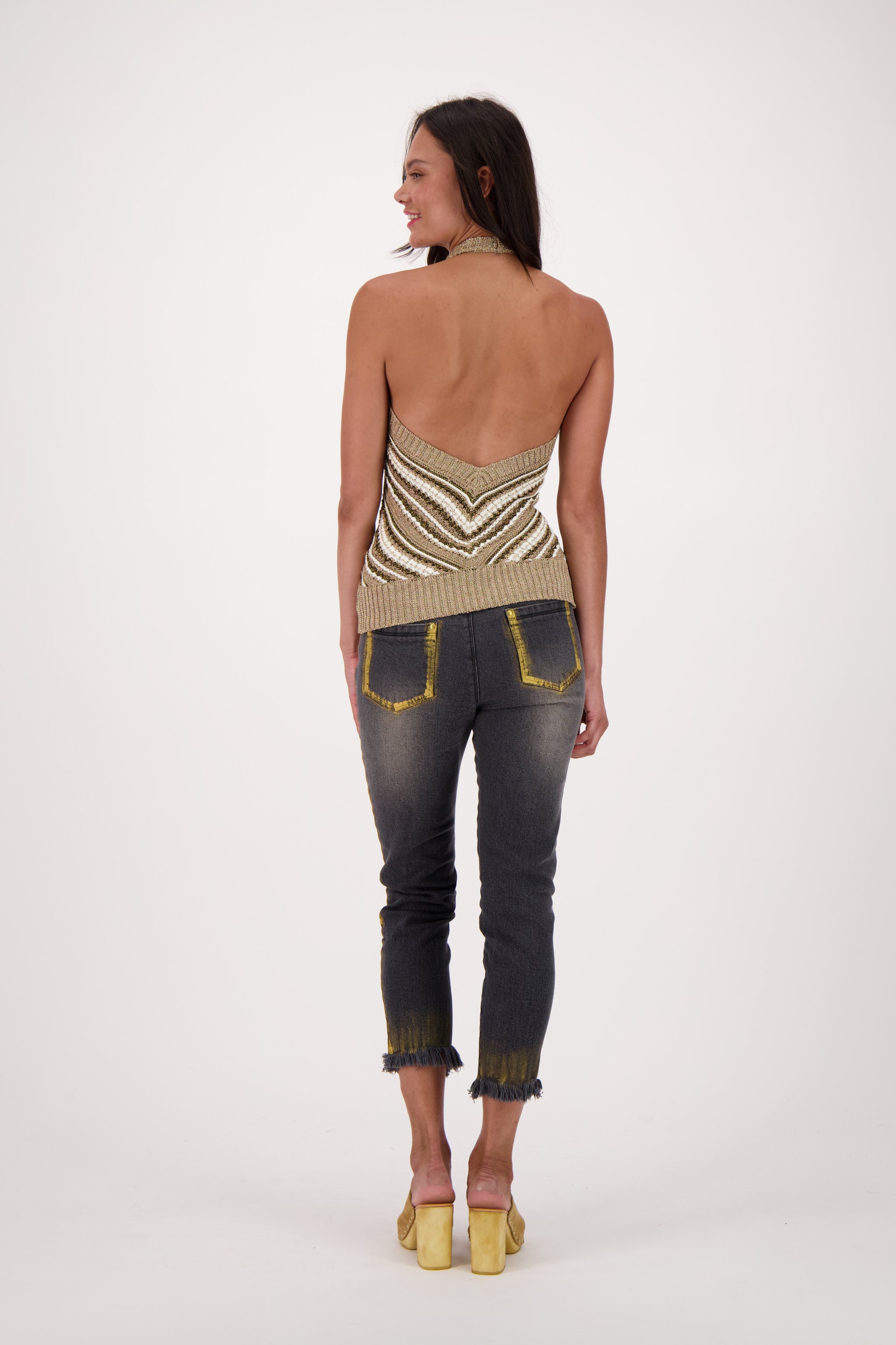 Lurex Knit Halter Neck Top