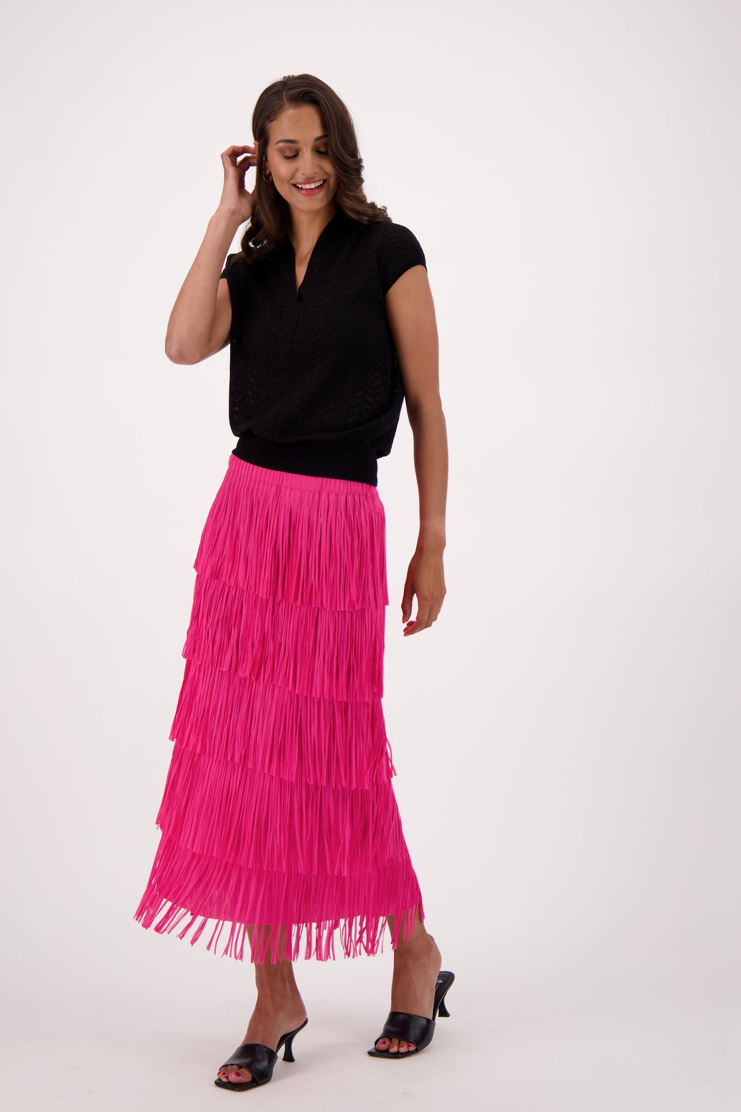 Fringe Trim Long Skirt