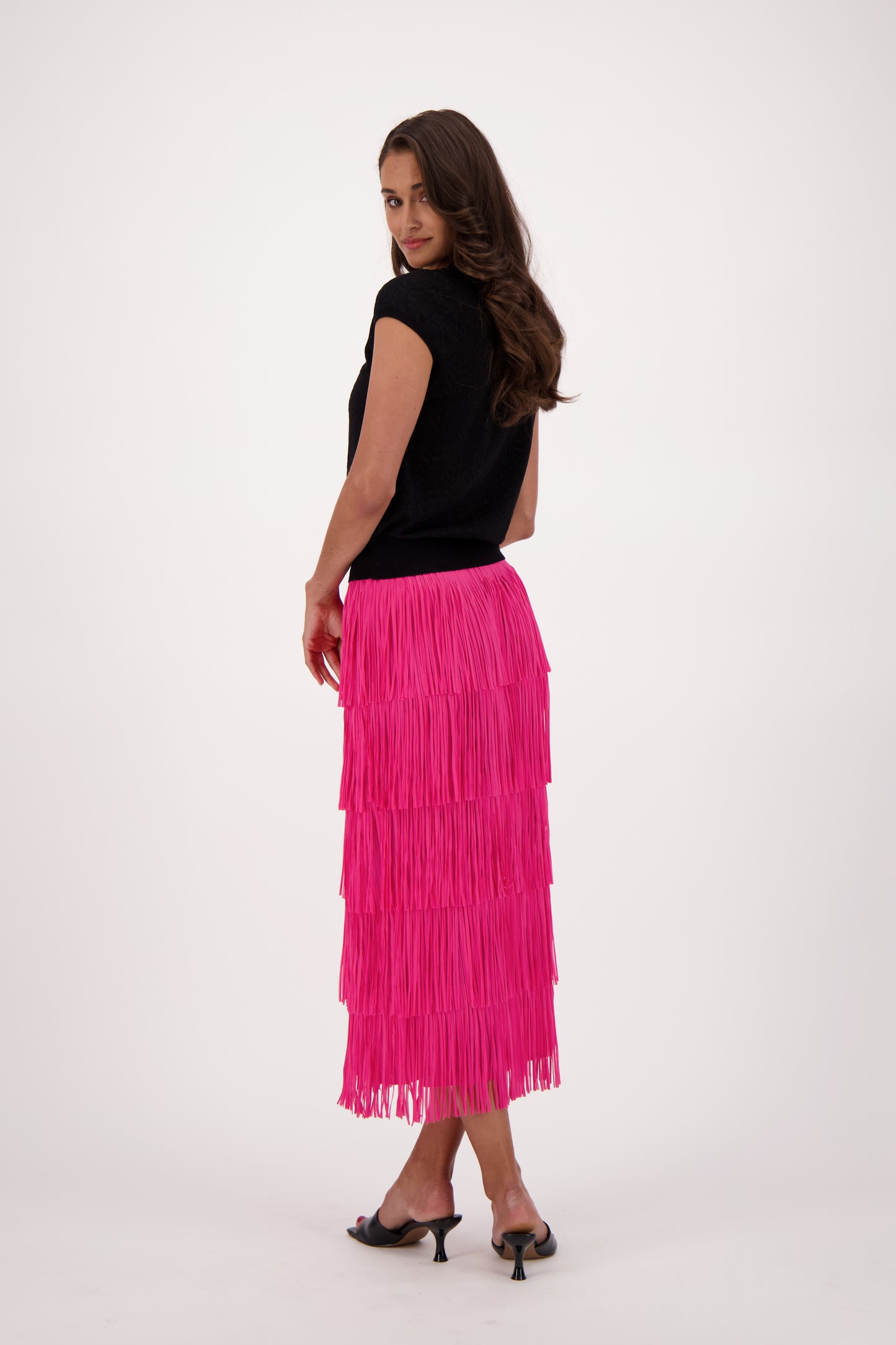 Fringe Trim Long Skirt