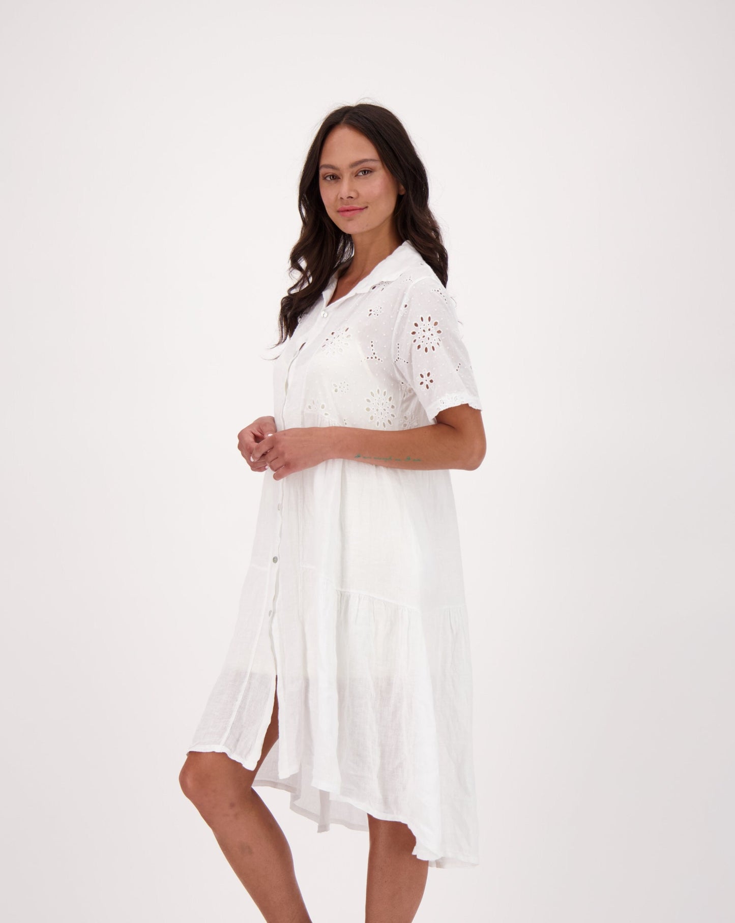 Eyelet Collared Flare Out Dress