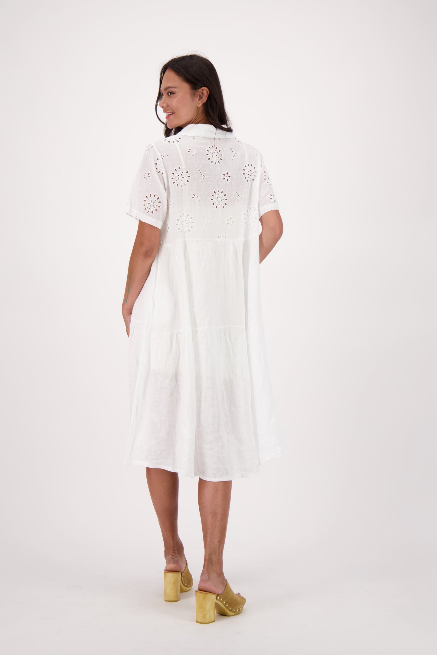 Eyelet Collared Flare Out Dress