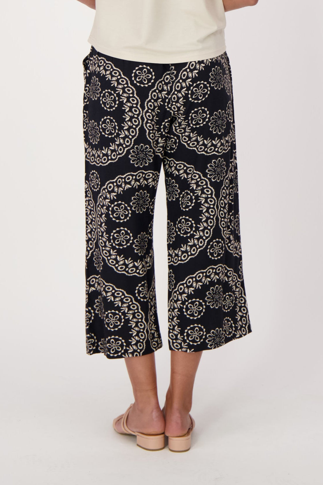 Coastal Print Wide Leg Pants