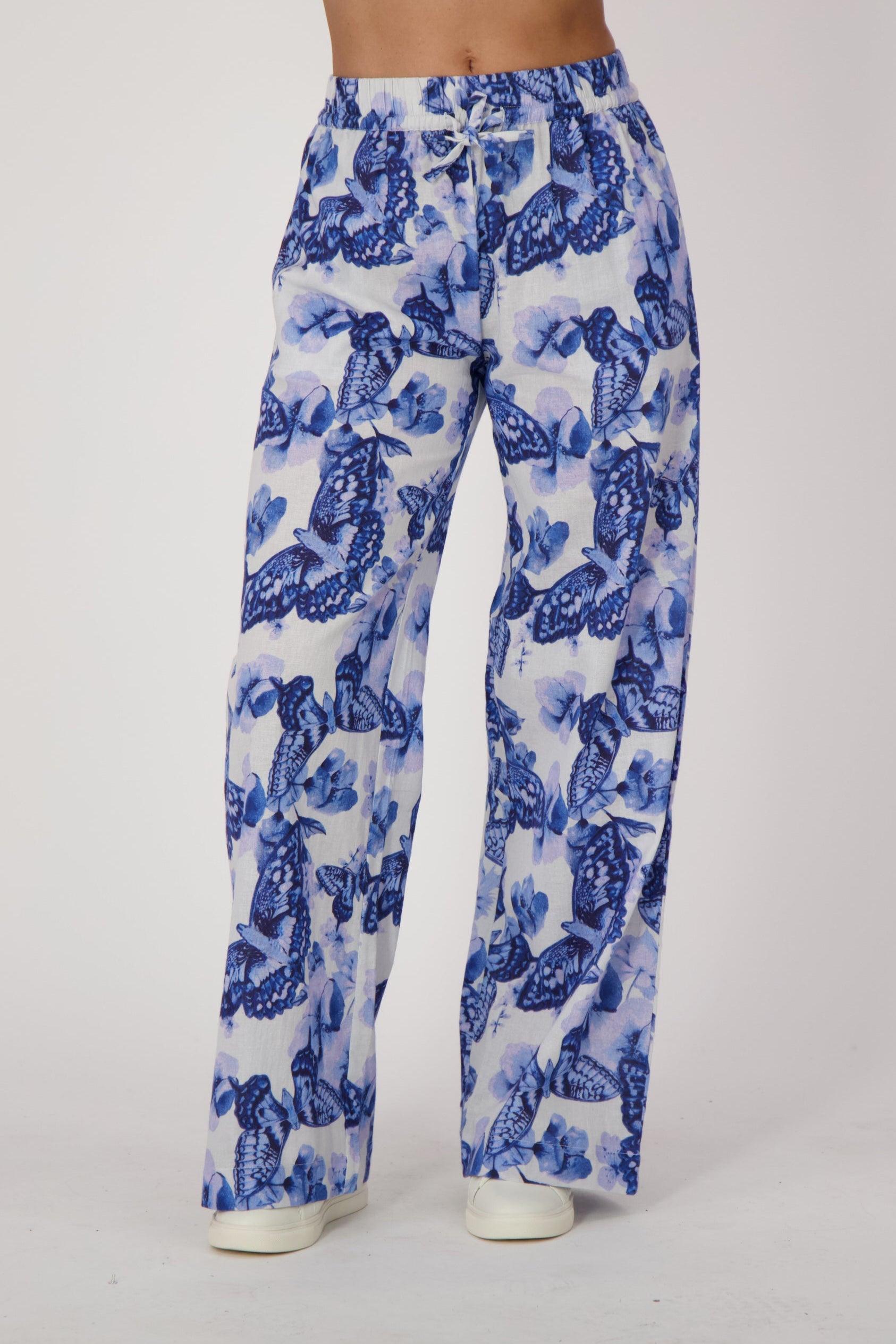 Butterfly Print Wide Leg Pants