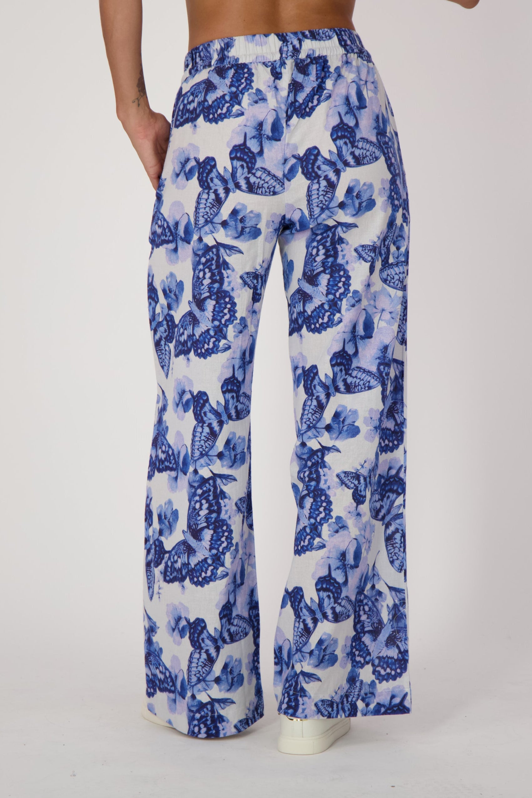Butterfly Print Wide Leg Pants