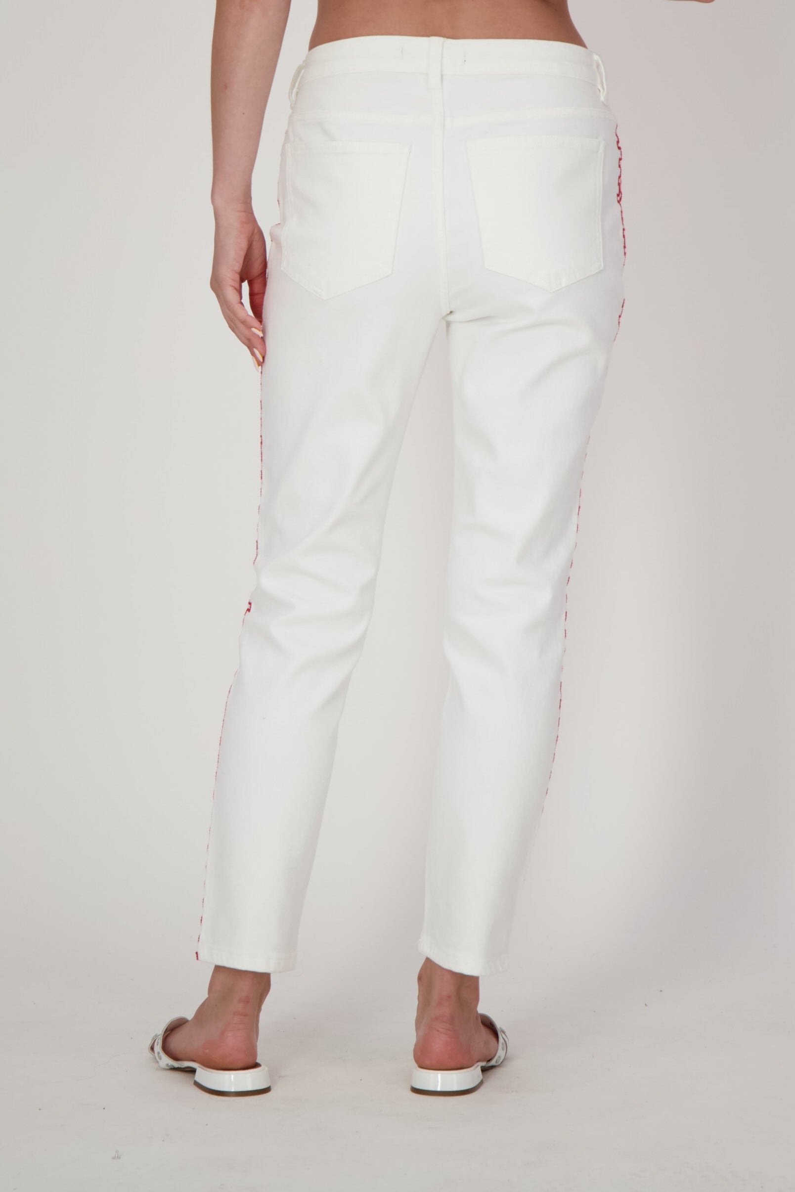 Ivory Embroidered Denim Pant