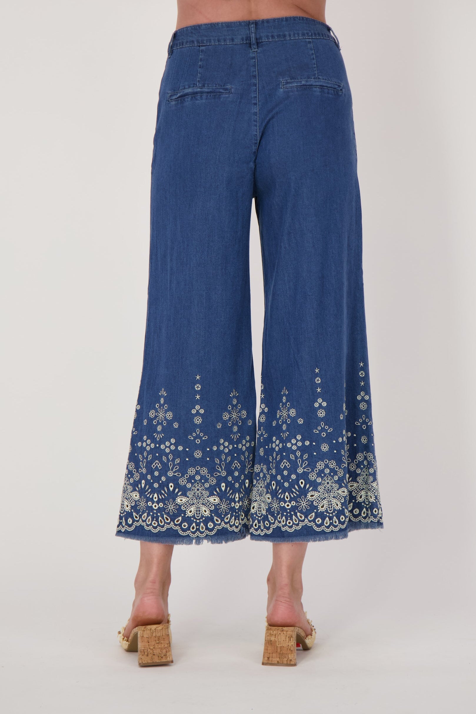 Embroidered Hem Tencel Pant