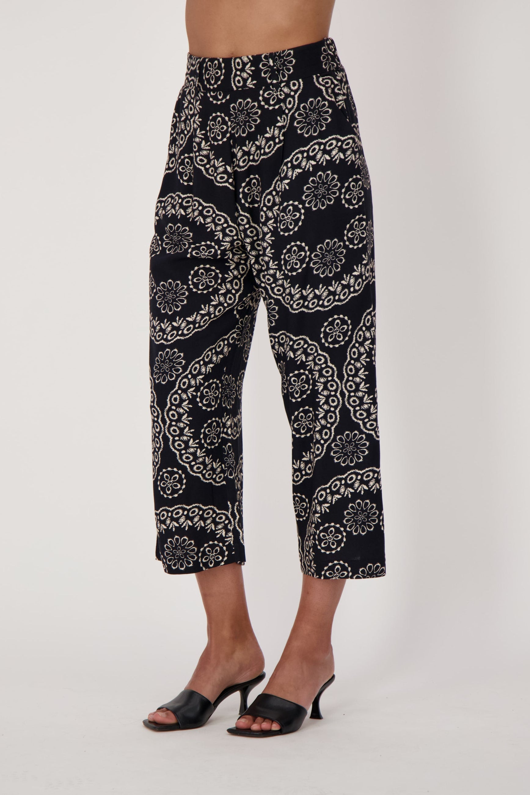 Coastal Print Wide Leg Pants