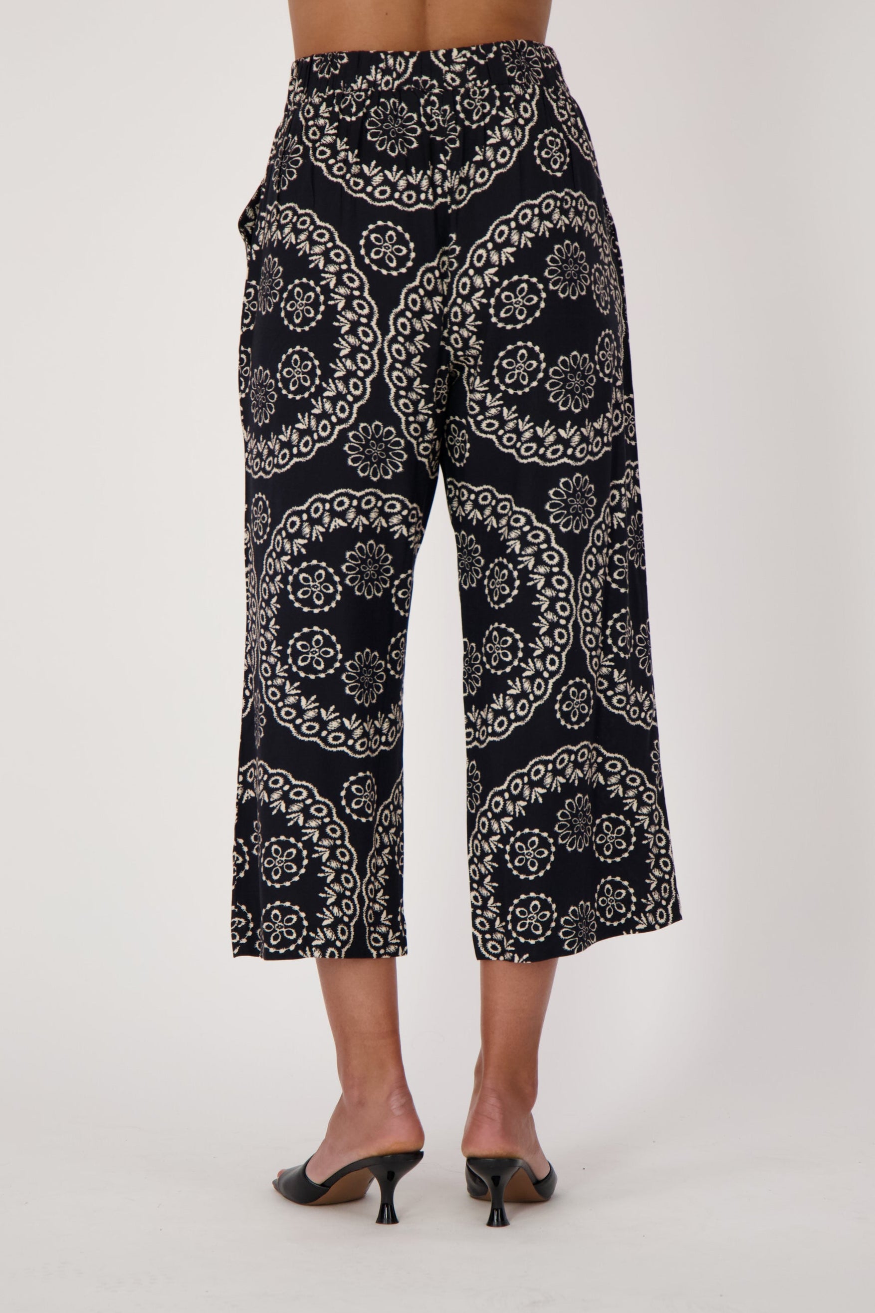 Coastal Print Wide Leg Pants