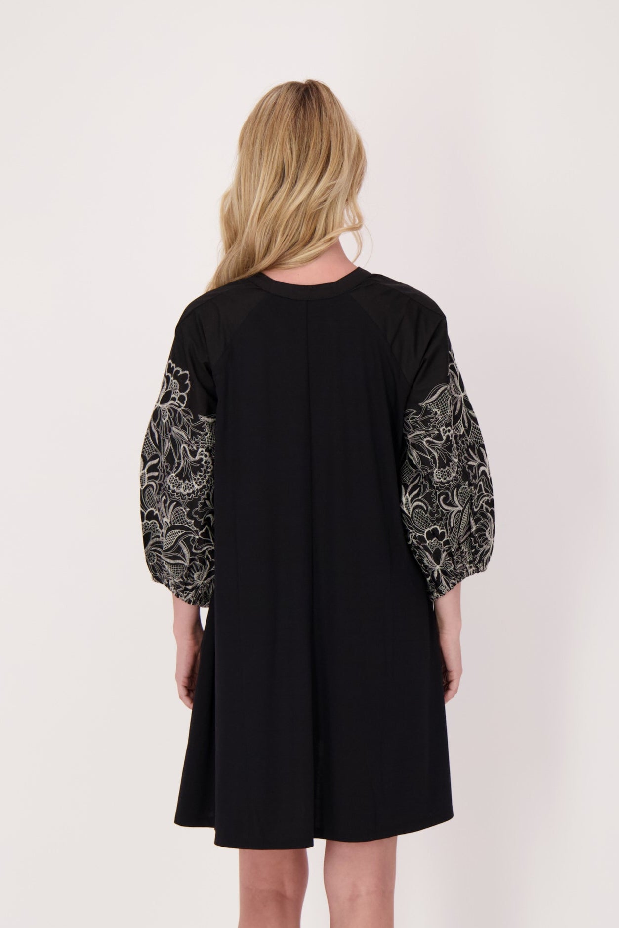 Embroidered Puff Sleeve Dress
