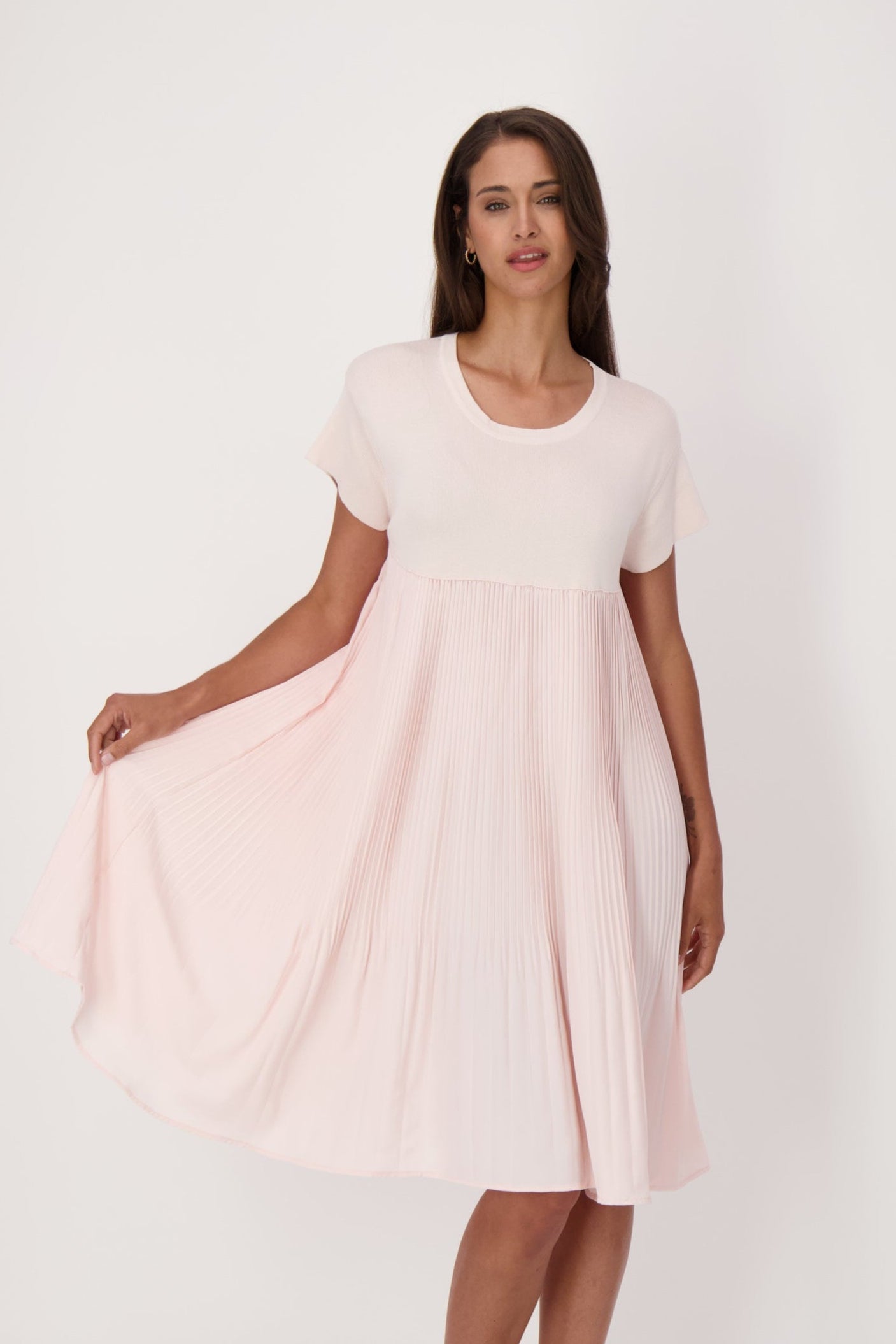 Pleated Cap Sleeve Dress
