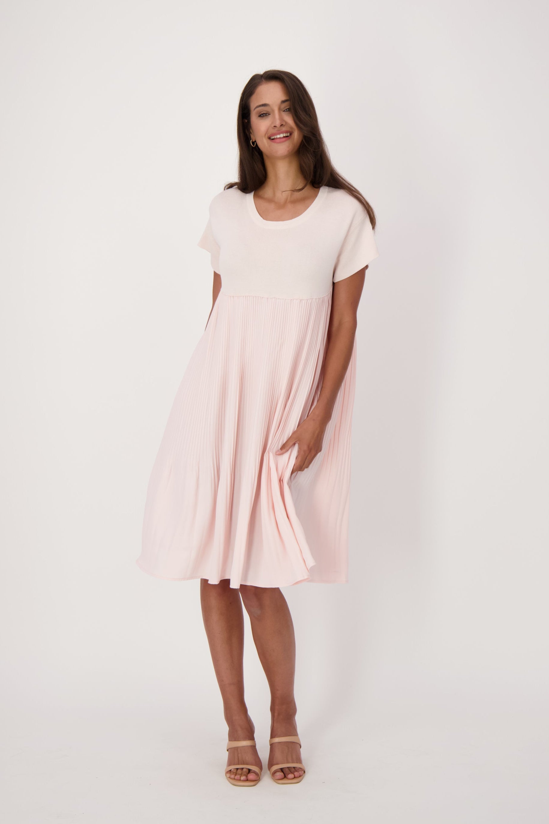 Pleated Cap Sleeve Dress