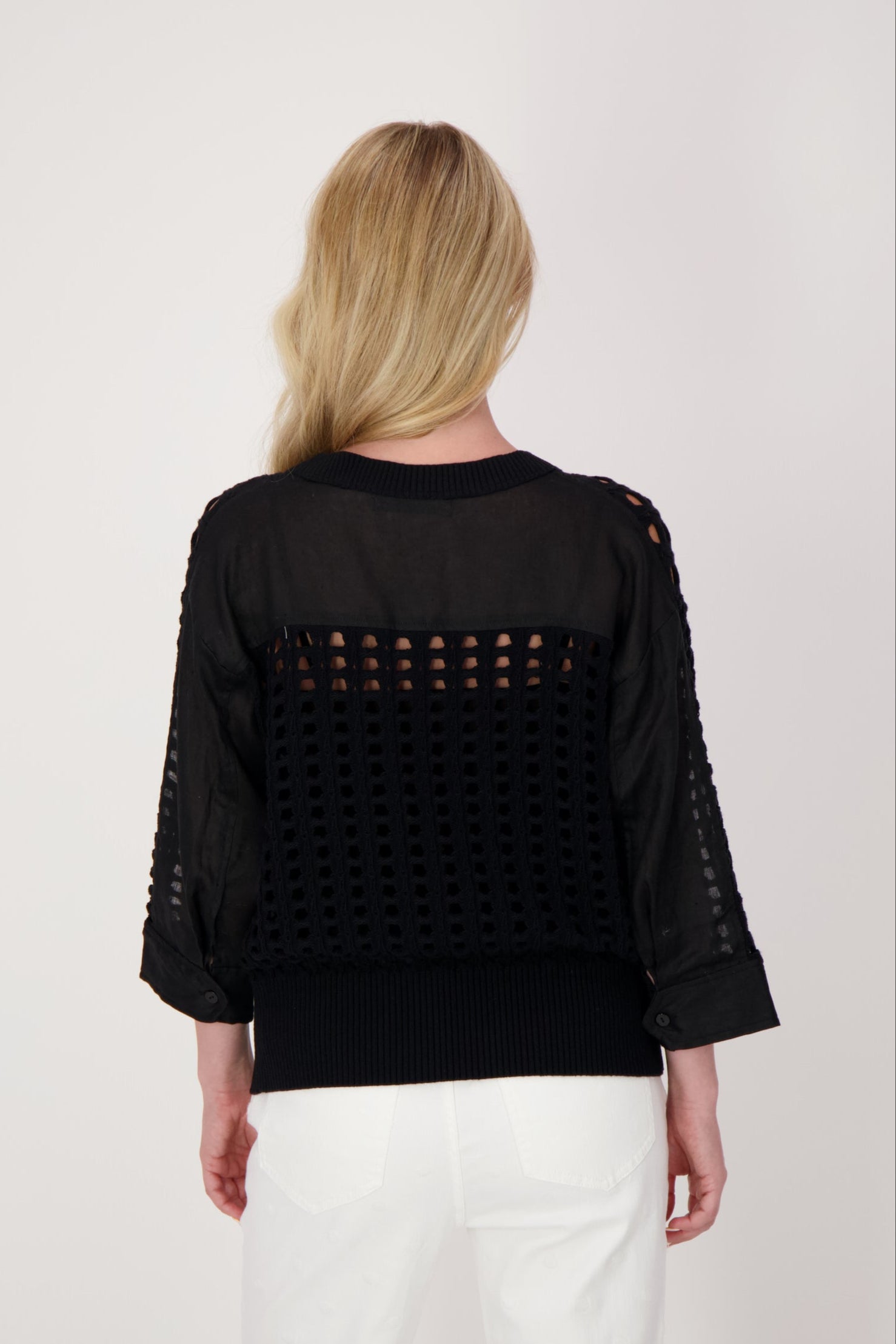 Open Weave Knit Cotton Sweater With Tank