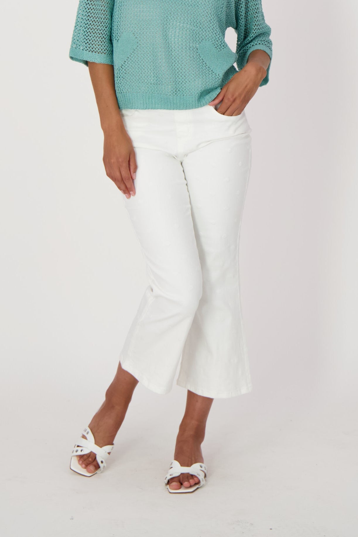 Jacquard Dot Denim Ankle Pant
