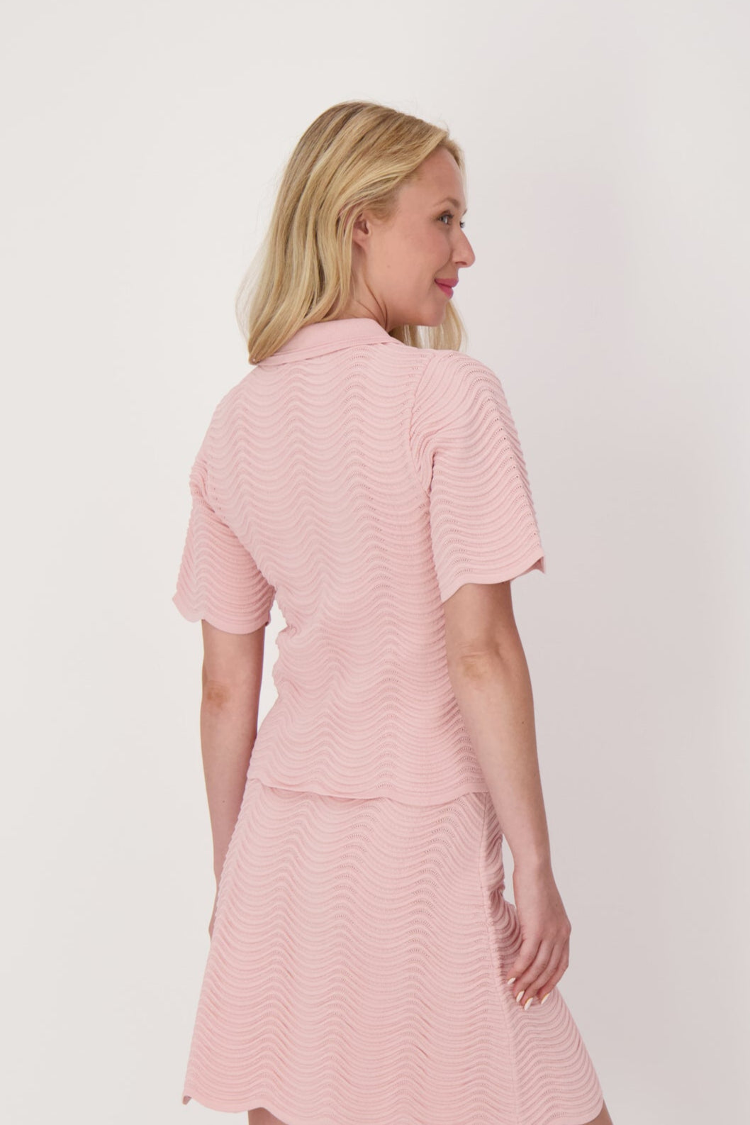 Scalloped Knit Top With Sunflower Buttons