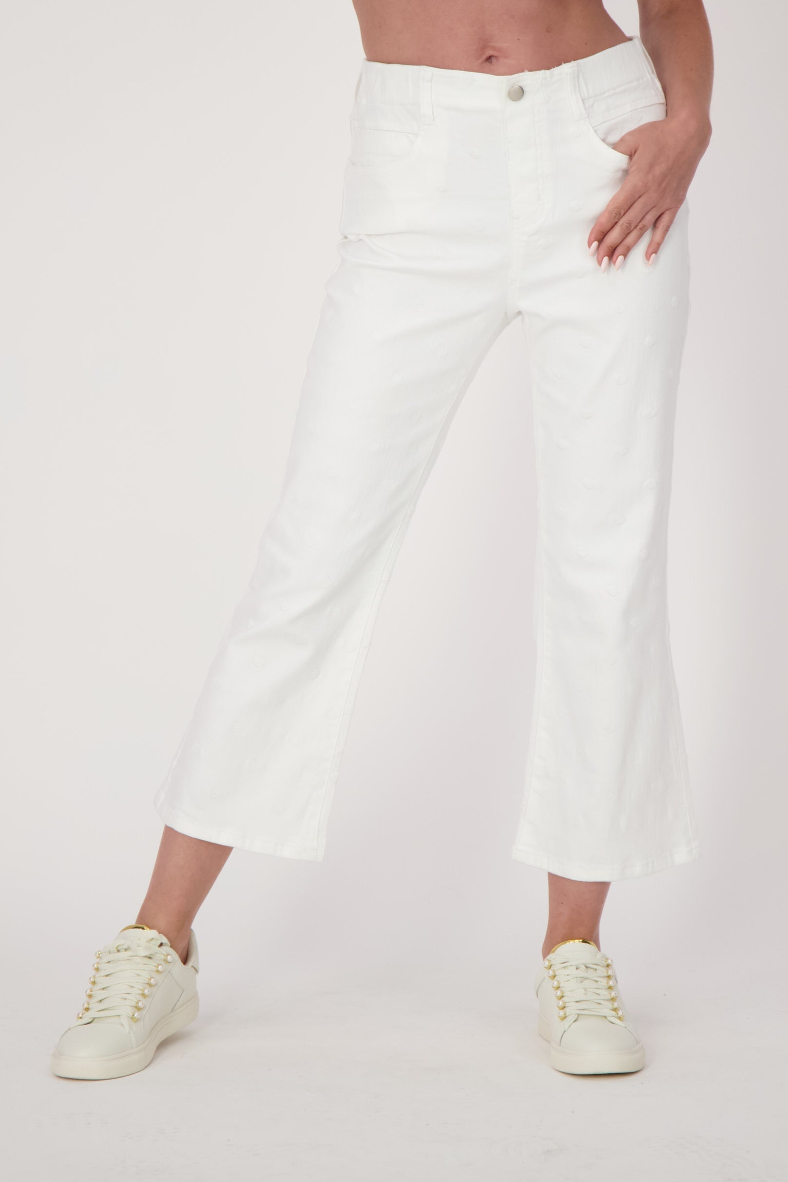 Jacquard Dot Denim Ankle Pant
