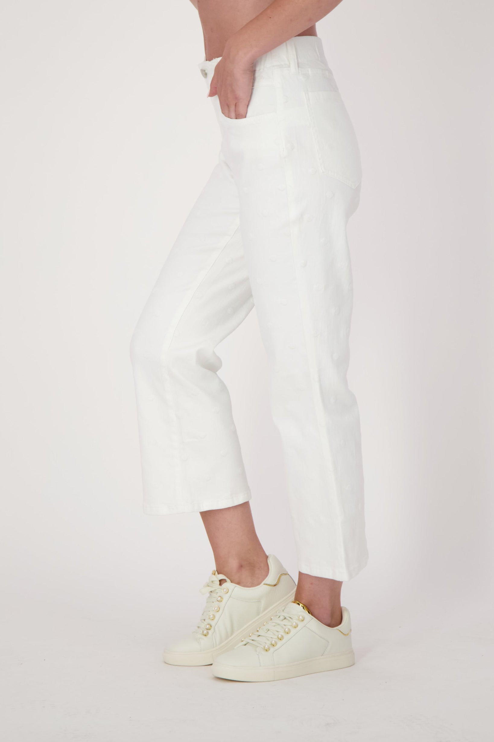Jacquard Dot Denim Ankle Pant