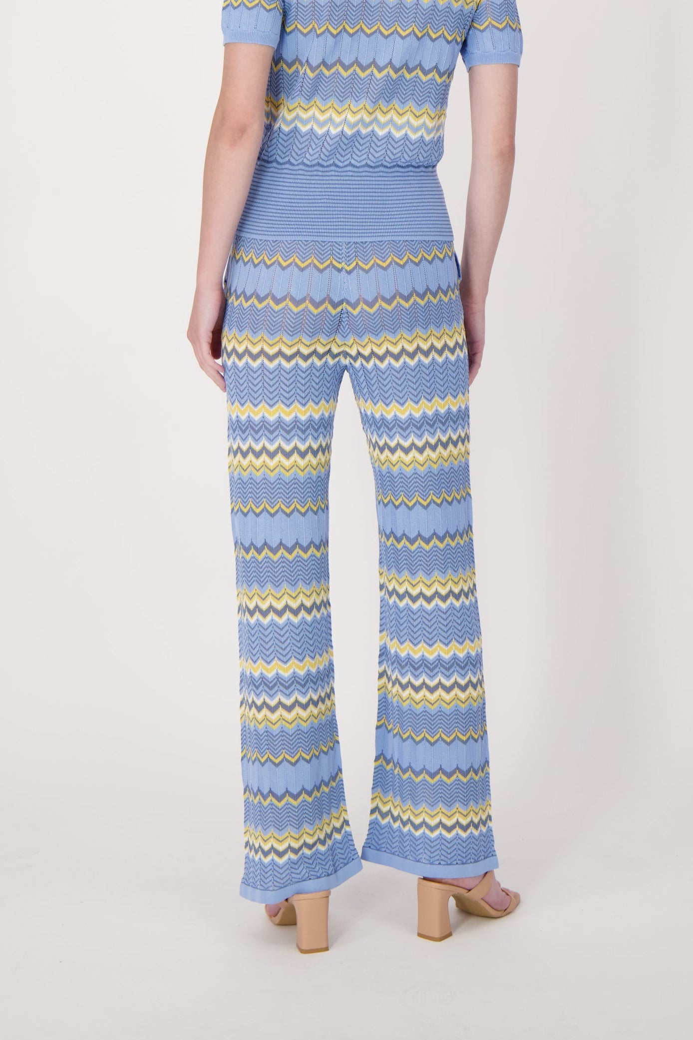 Blue Chevron Multi-Coloured Yarn Knit Pant