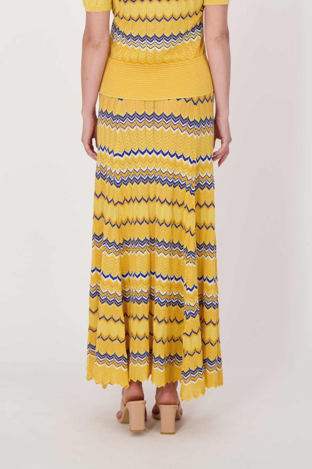 Honey Chevron Multi-Coloured Yarn Maxi Skirt