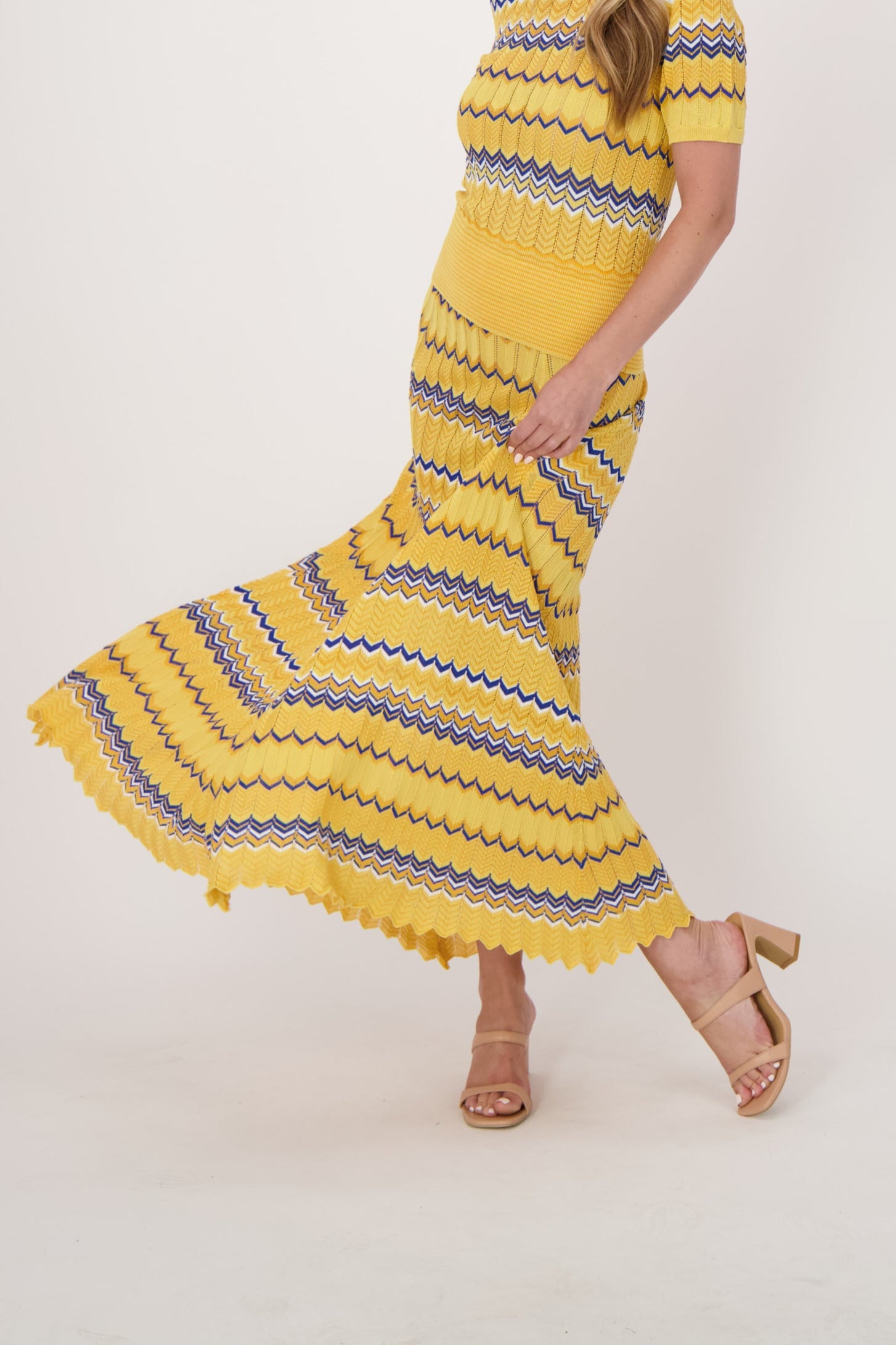 Honey Chevron Multi-Coloured Yarn Maxi Skirt