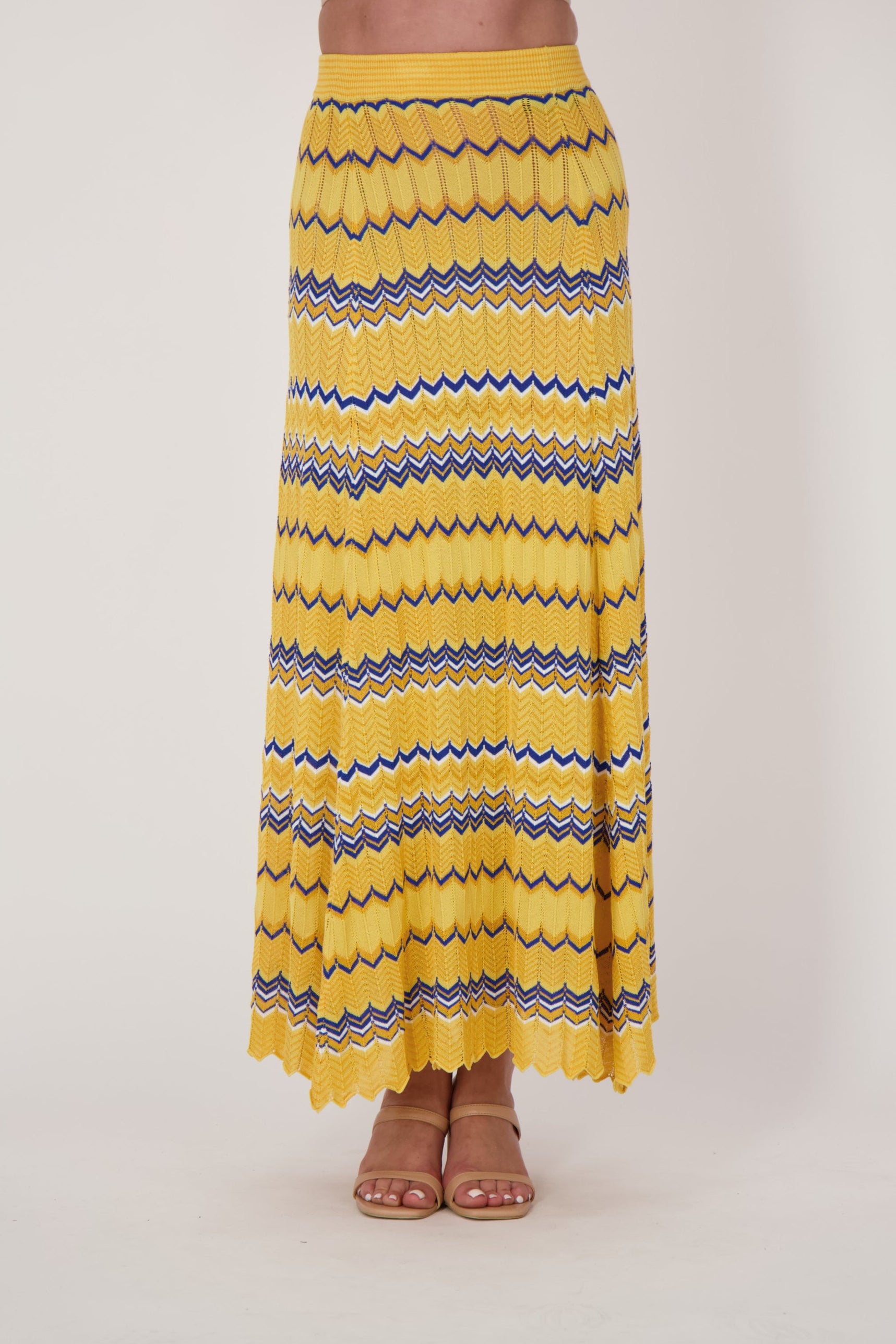 Honey Chevron Multi-Coloured Yarn Maxi Skirt