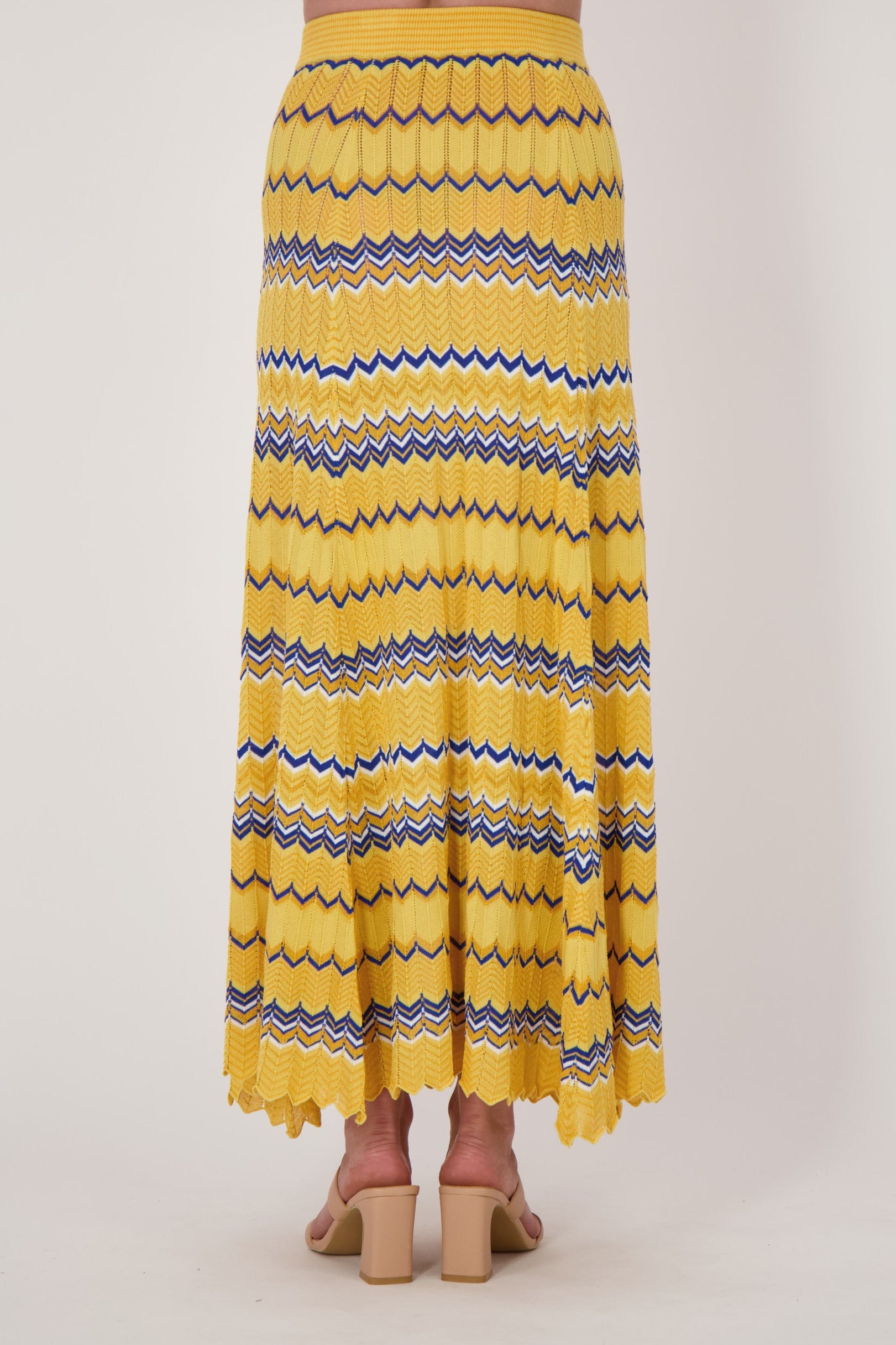 Honey Chevron Multi-Coloured Yarn Maxi Skirt