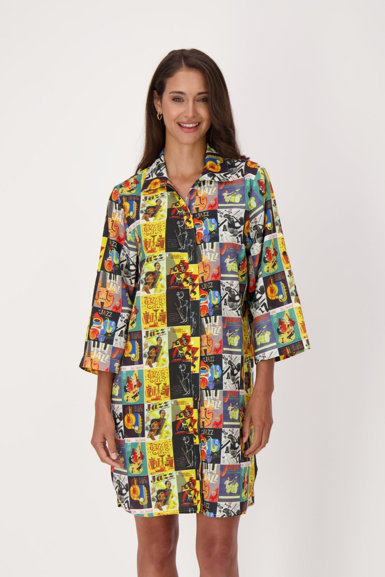 Jazz Print Shirt Dress
