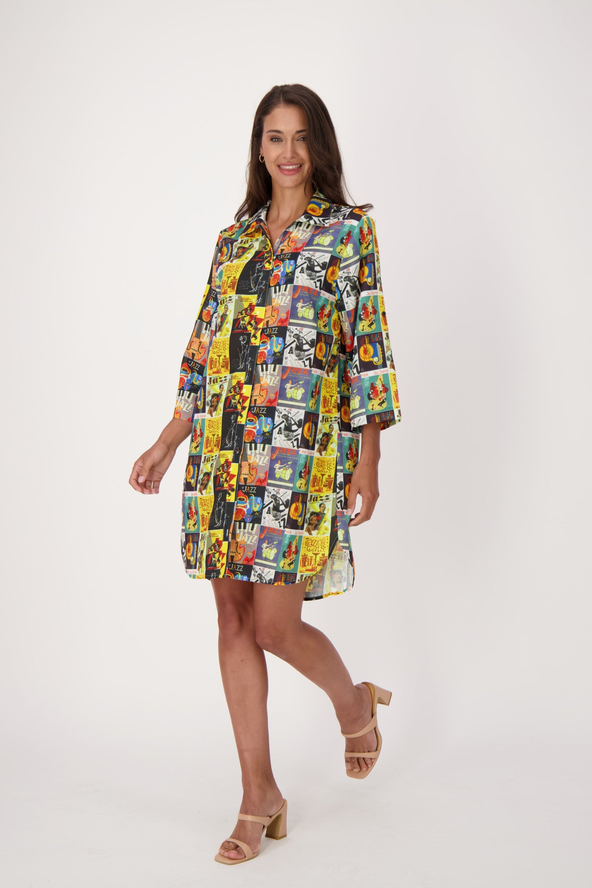 Jazz Print Shirt Dress