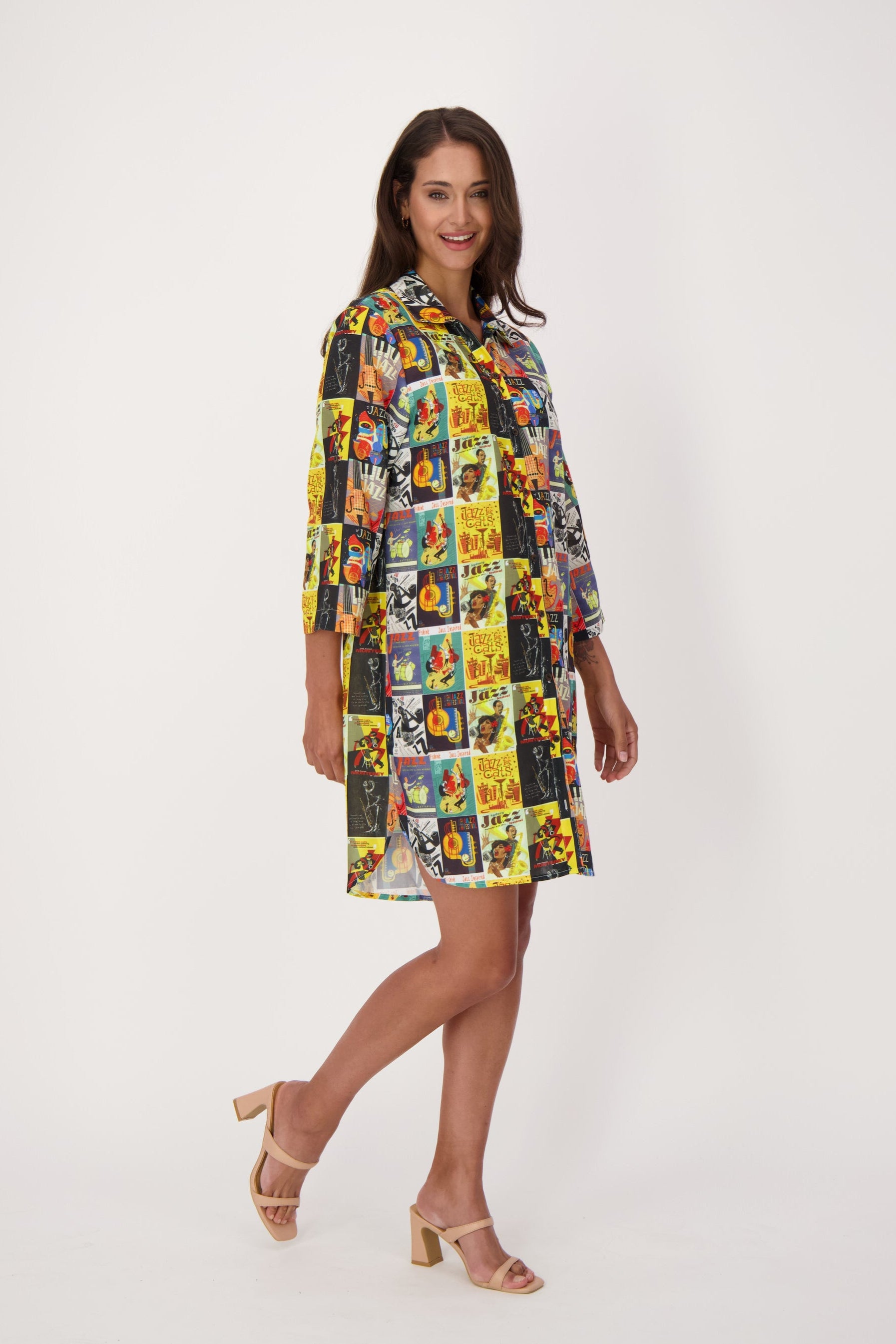 Jazz Print Shirt Dress