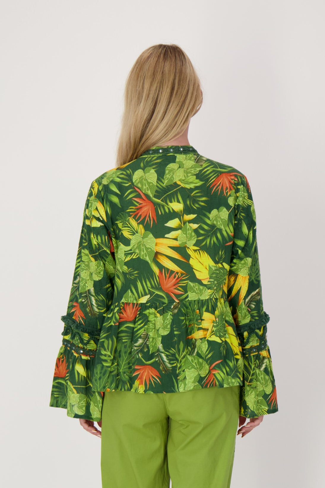 Palm Print Tie Front Jacket