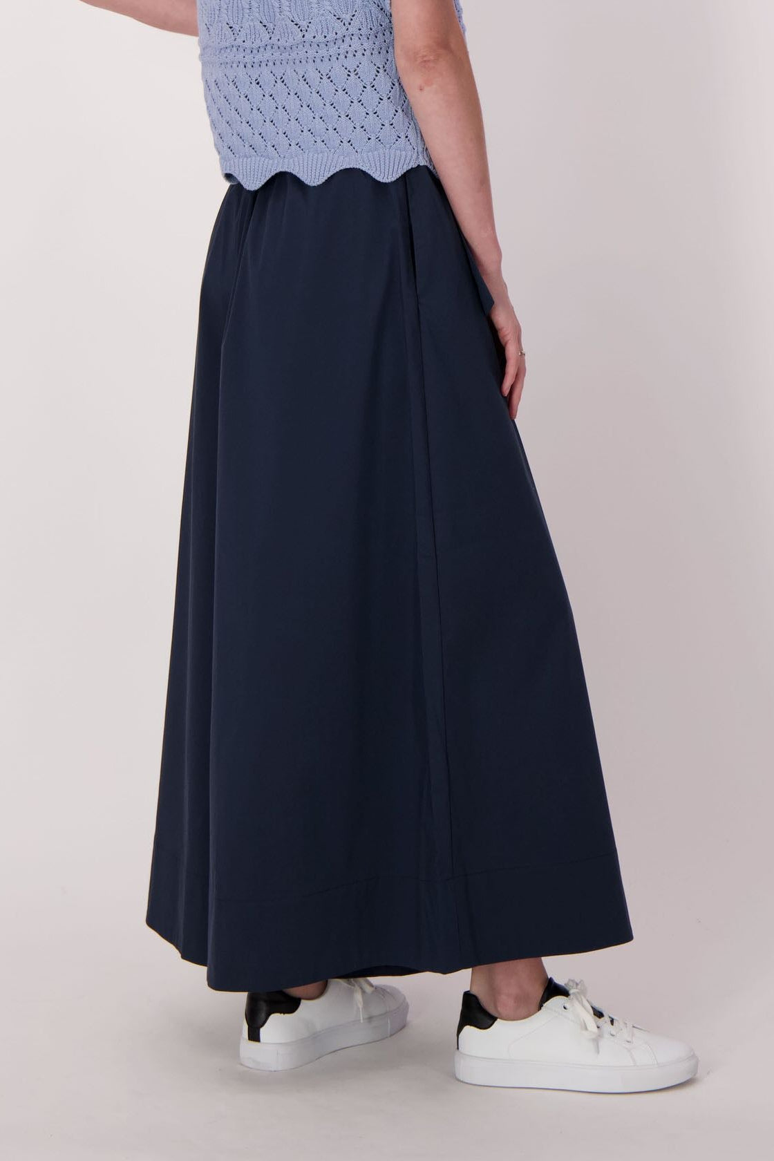Wide Leg Cotton-Blend Pant