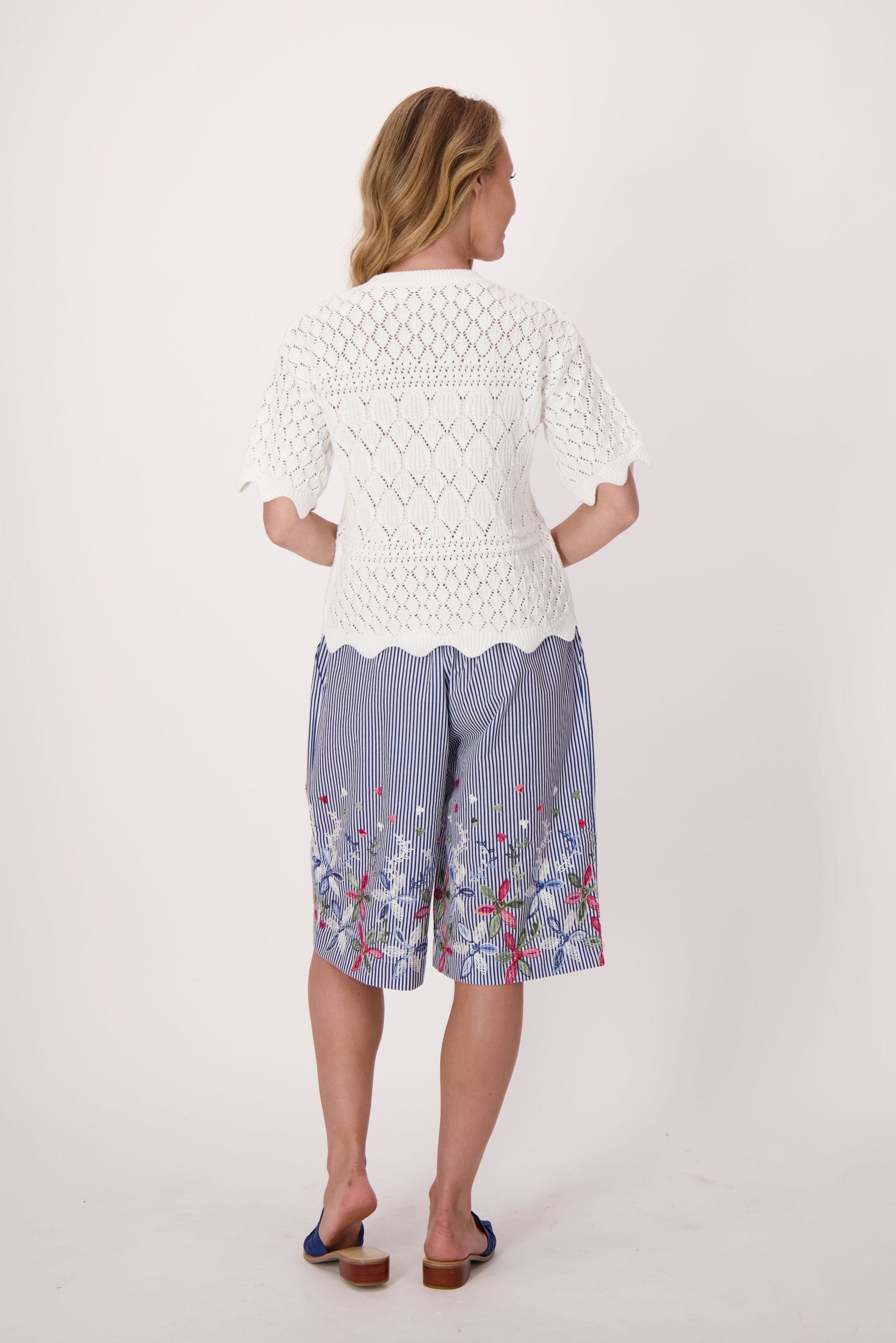 Scallop Hem And Sleeve Cotton Sweater