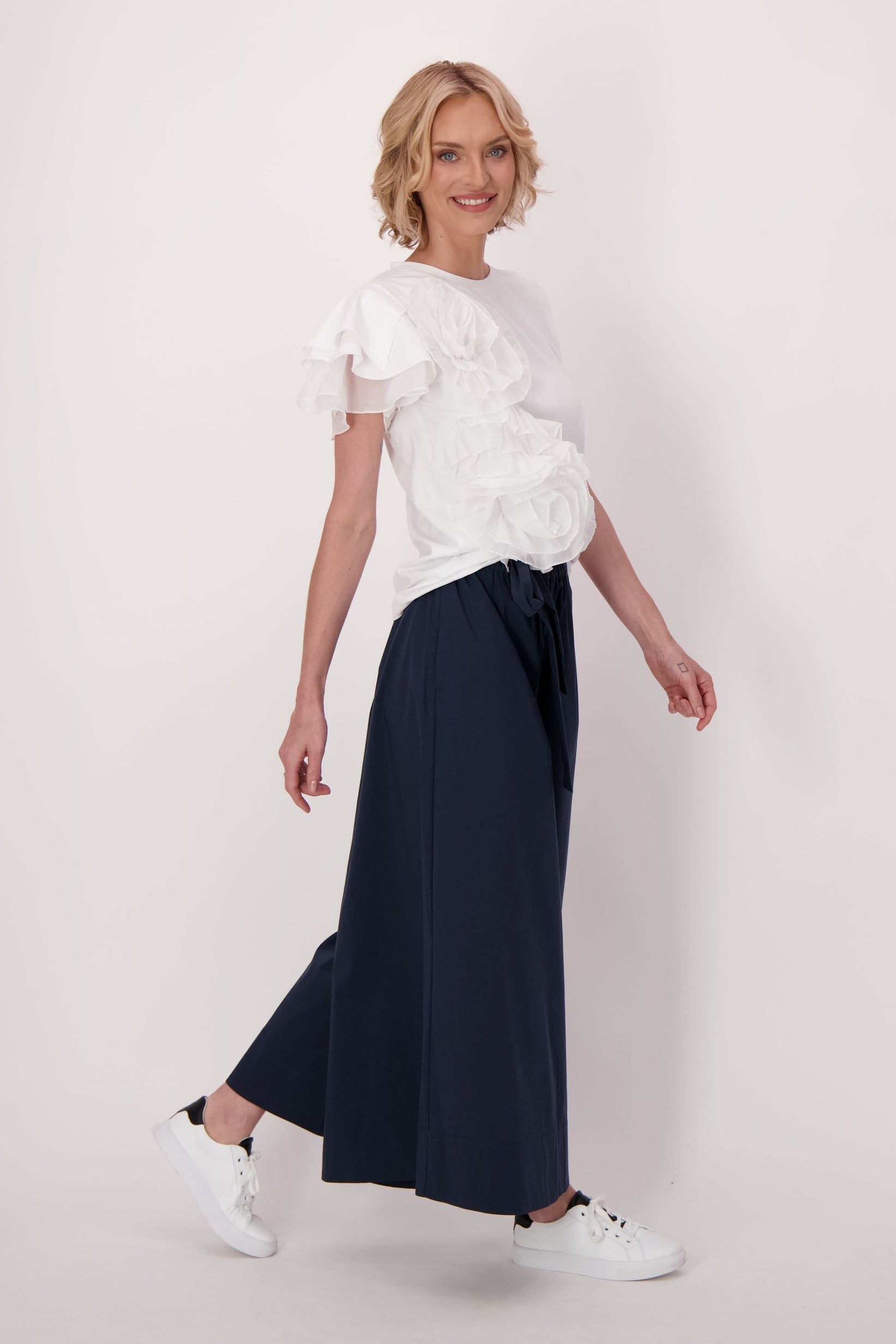 Asymmetrical Chiffon Floral Cotton T-Shirt