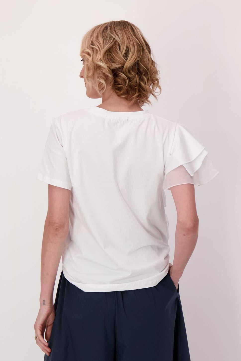 Asymmetrical Chiffon Floral Cotton T-Shirt