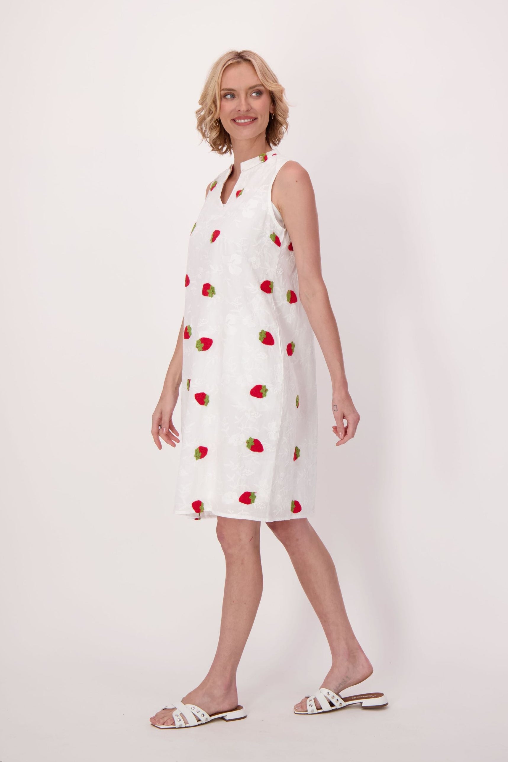 Strawberries Jacquard Cotton Dress With Cami