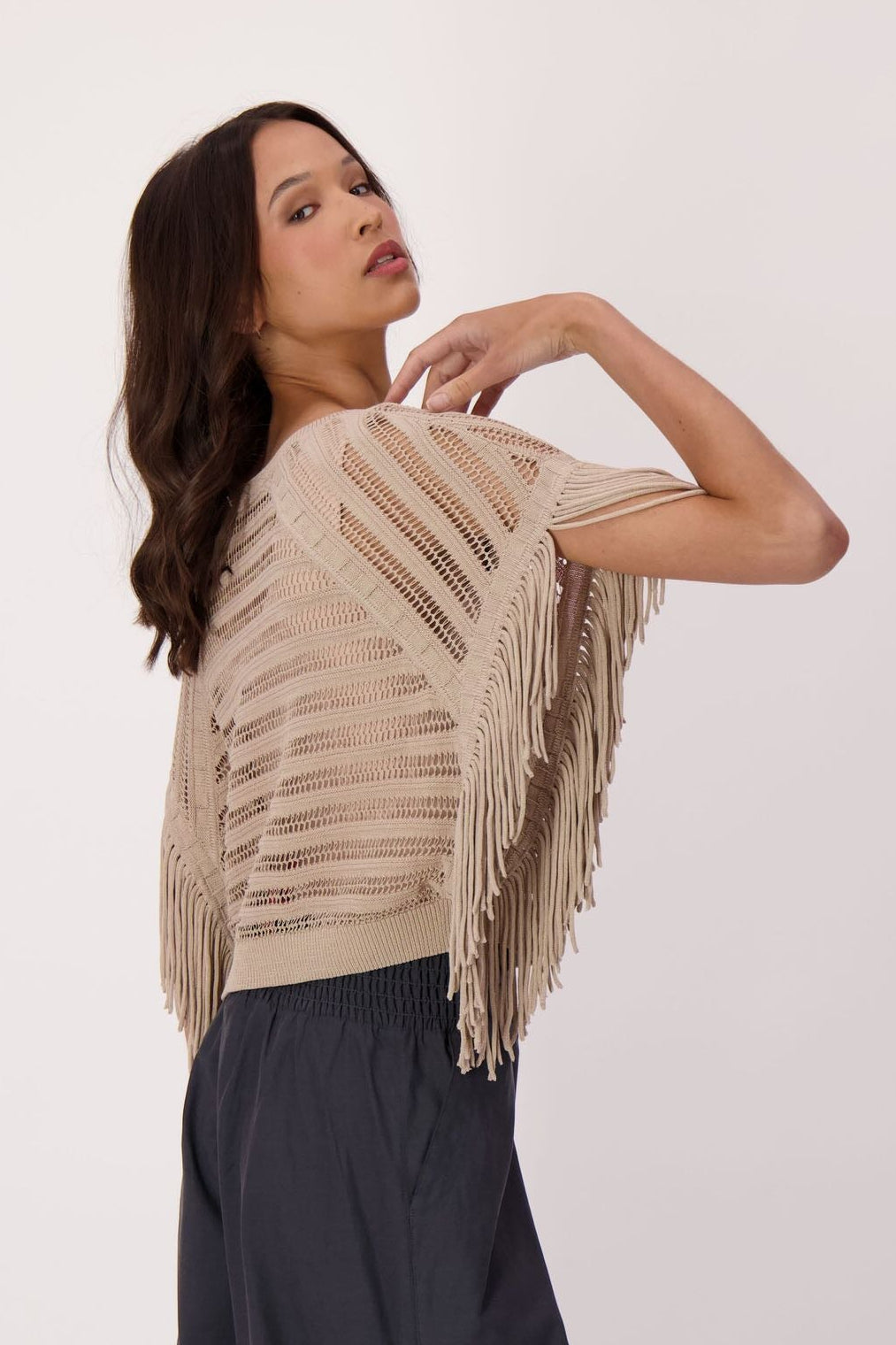 Fringe Cotton-Blend Sweater