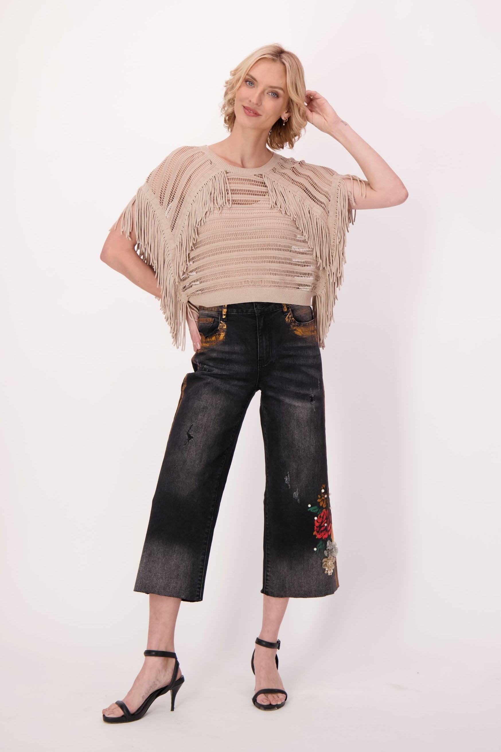 Fringe Cotton-Blend Sweater