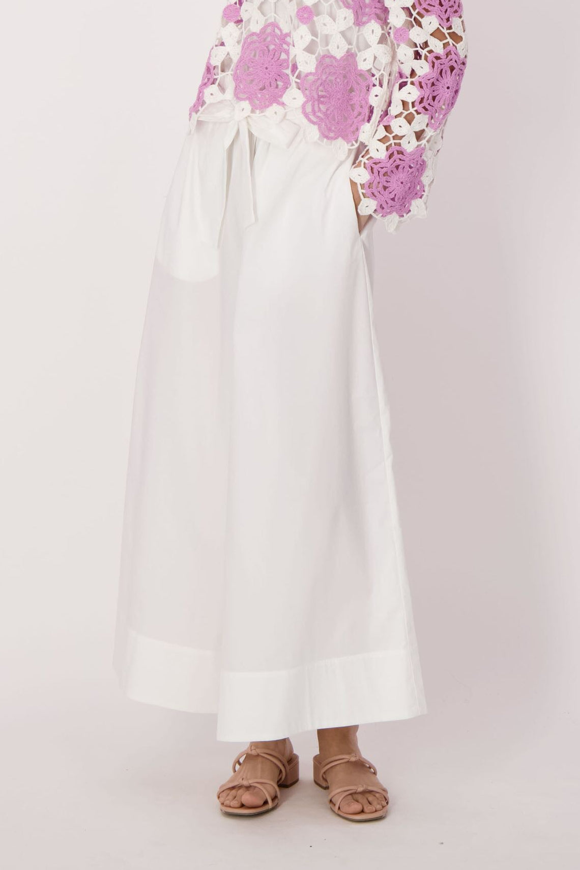 Wide Leg Cotton-Blend Pant