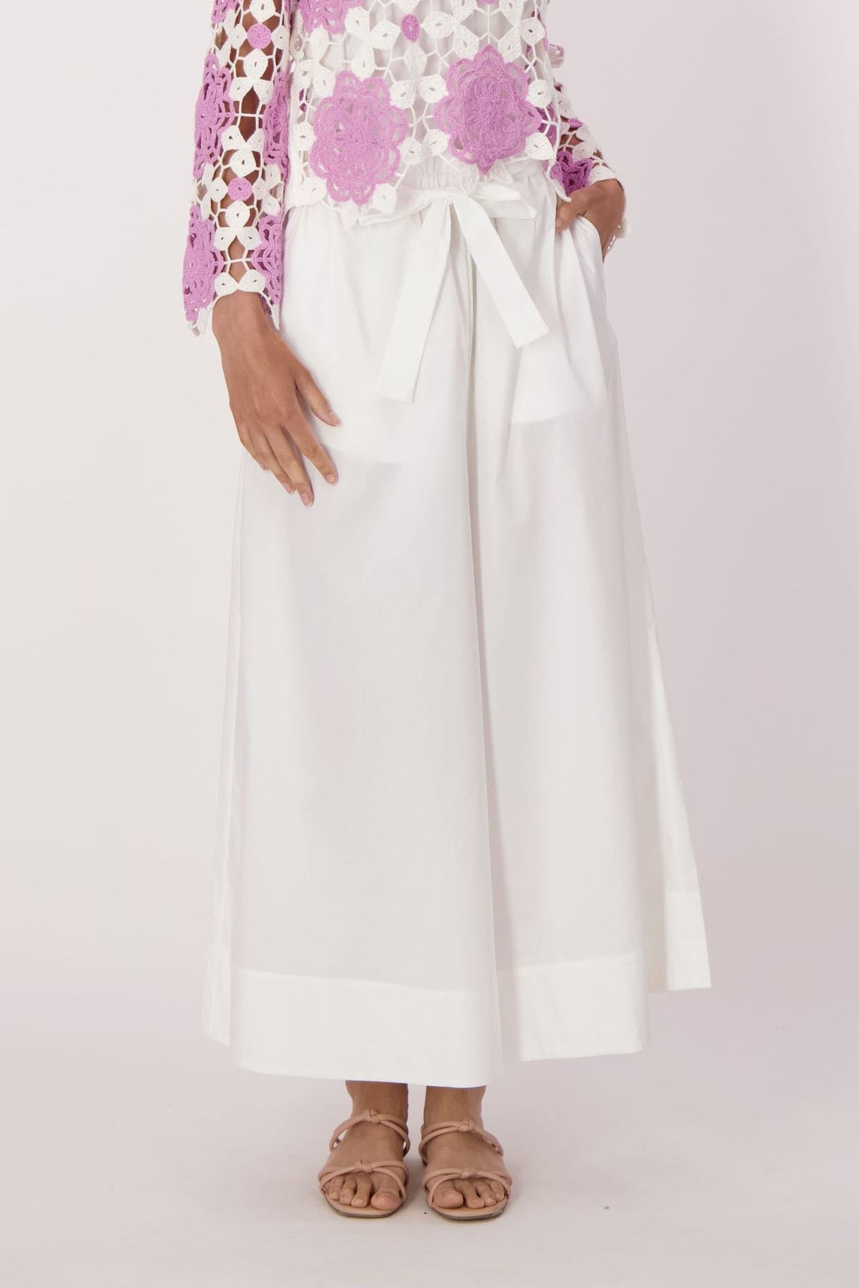 Wide Leg Cotton-Blend Pant