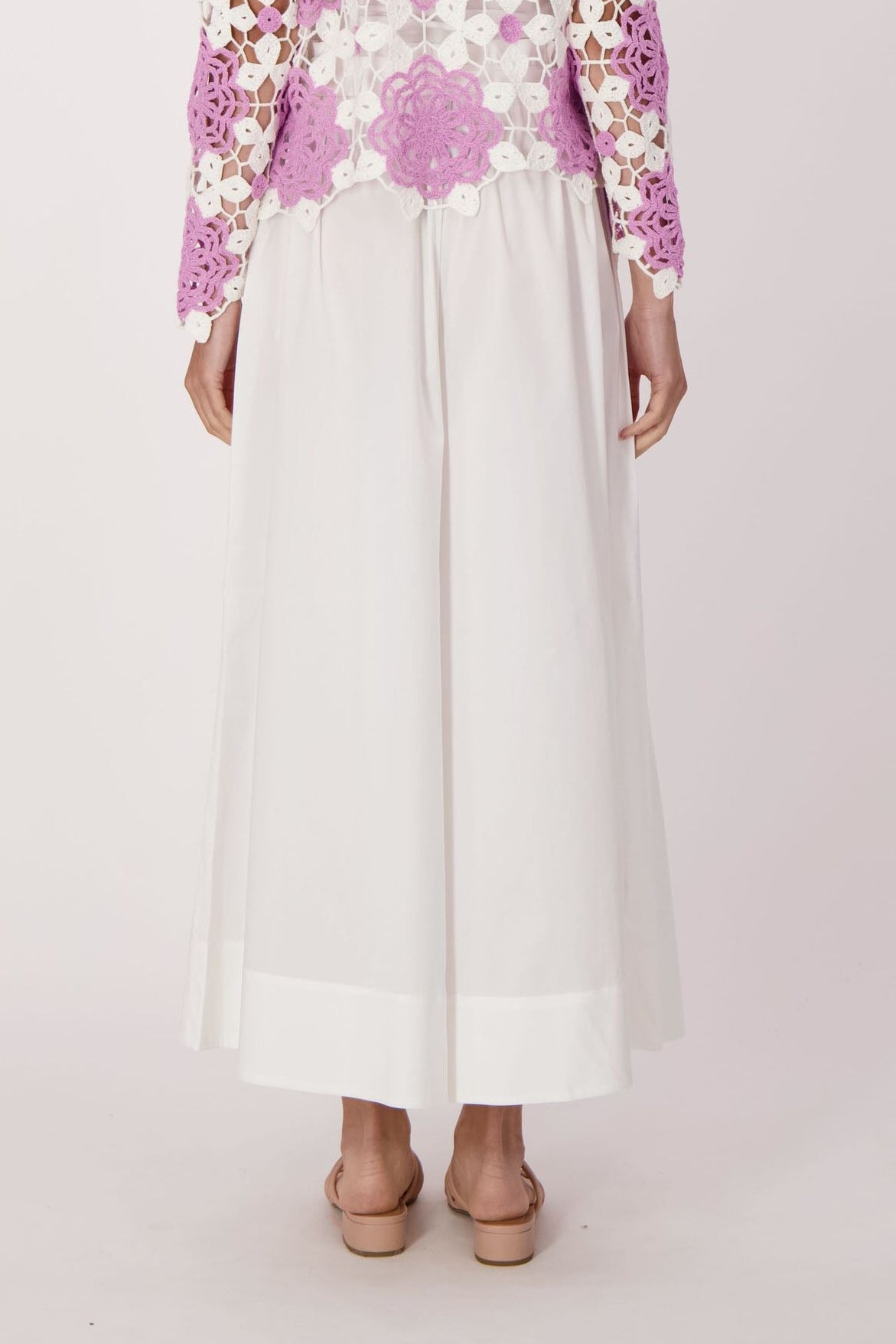 Wide Leg Cotton-Blend Pant