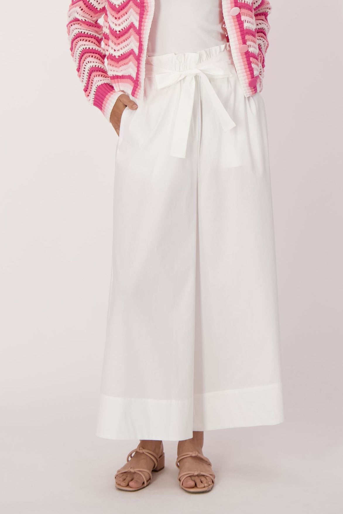 Wide Leg Cotton-Blend Pant