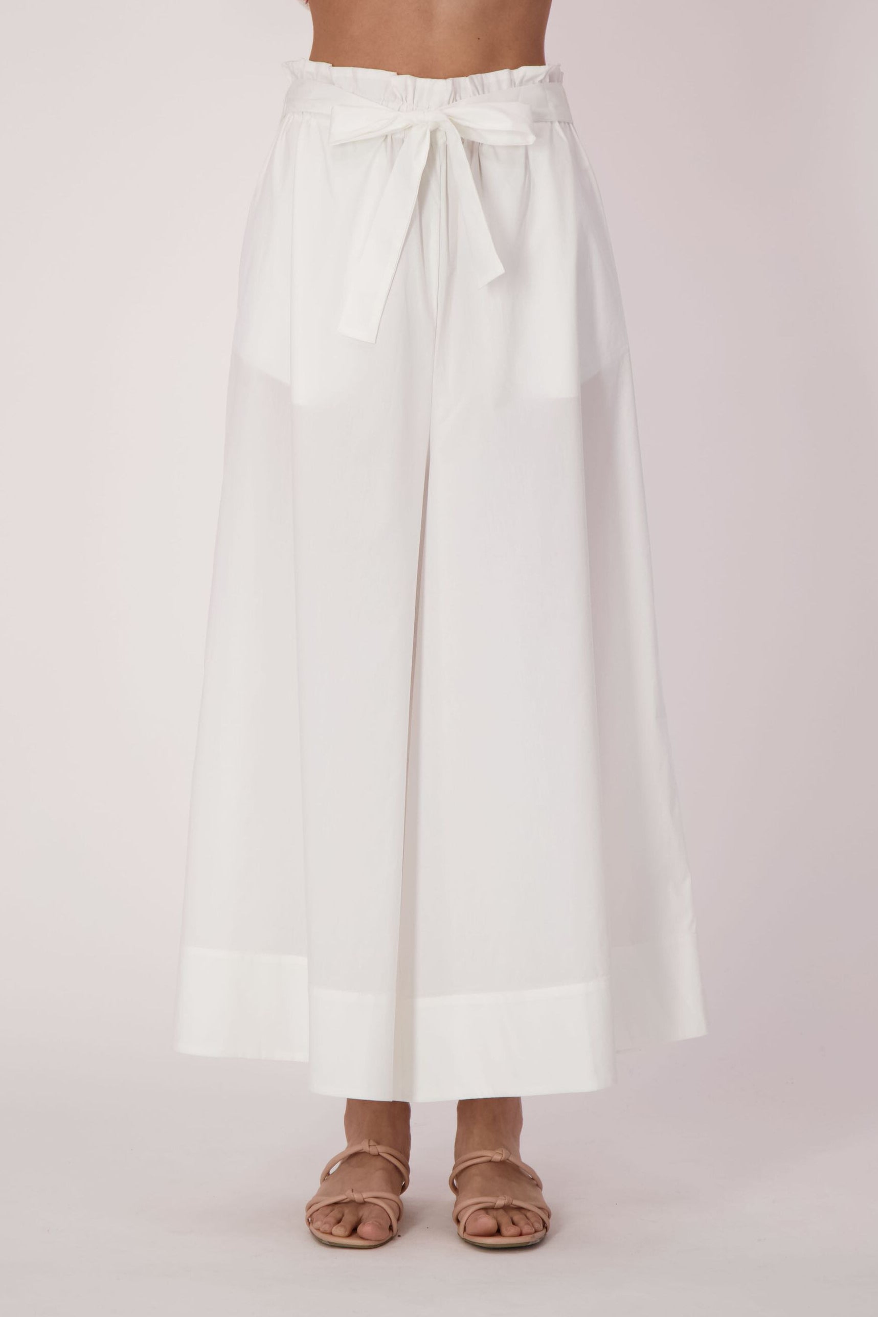 Wide Leg Cotton-Blend Pant