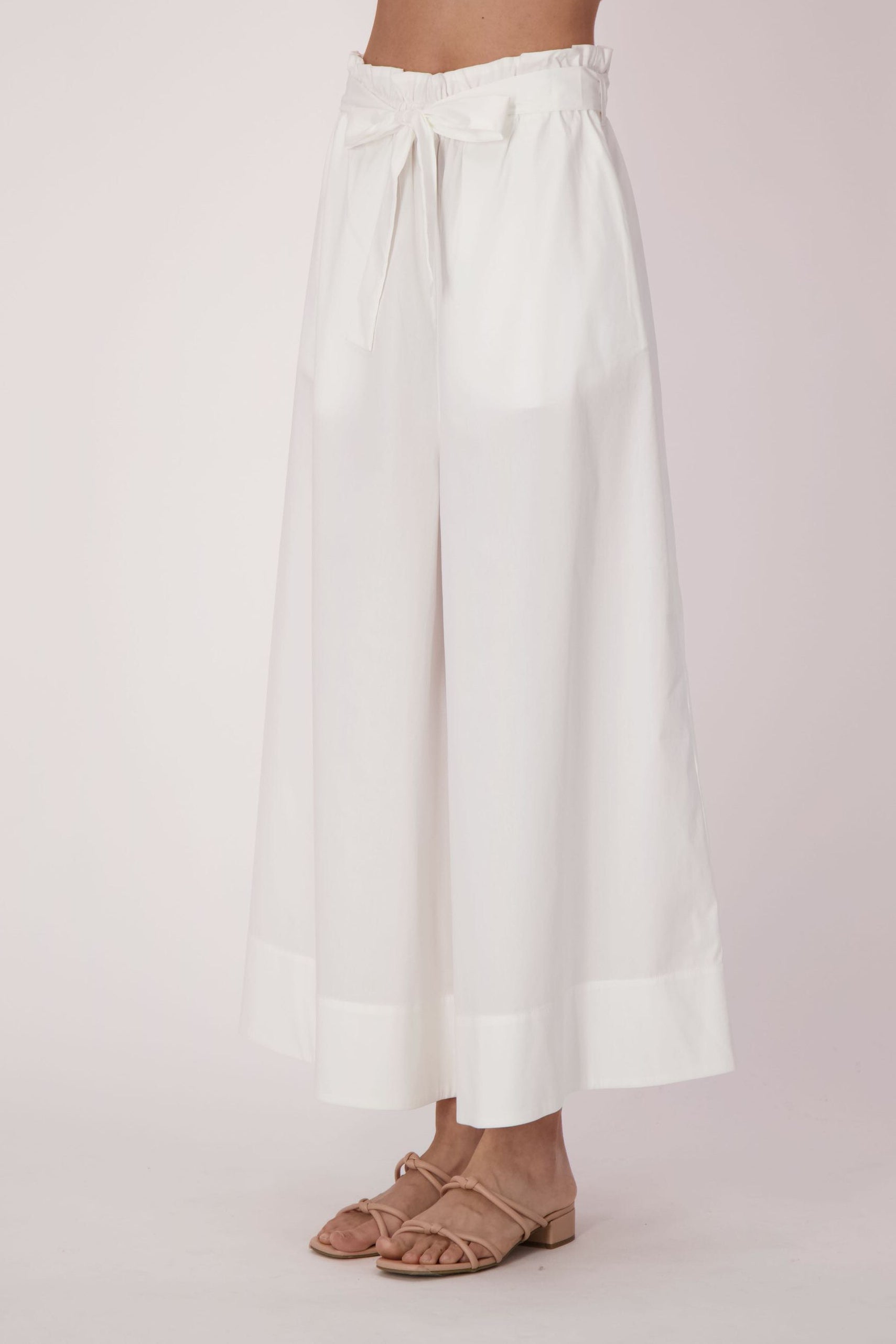 Wide Leg Cotton-Blend Pant