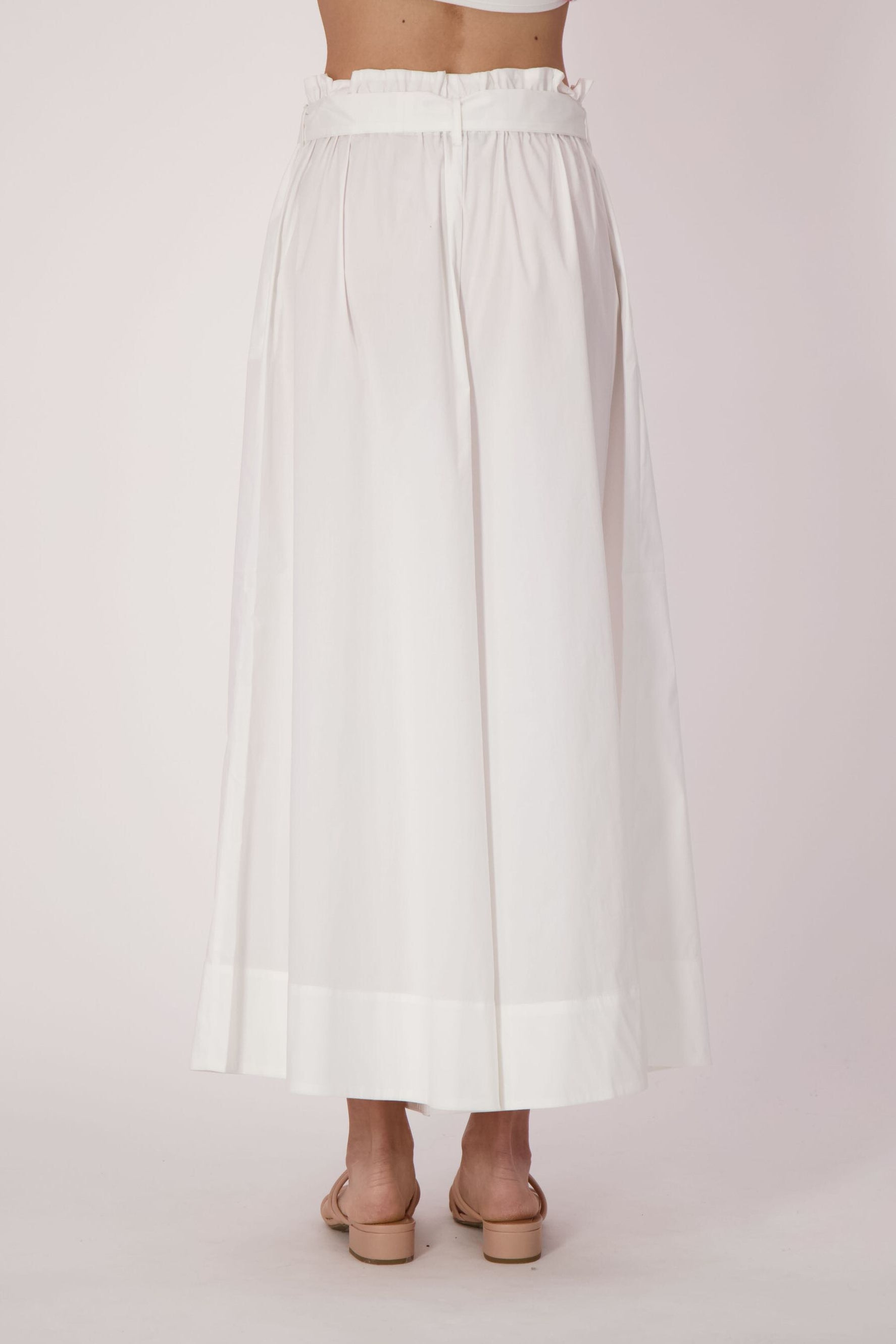 Wide Leg Cotton-Blend Pant