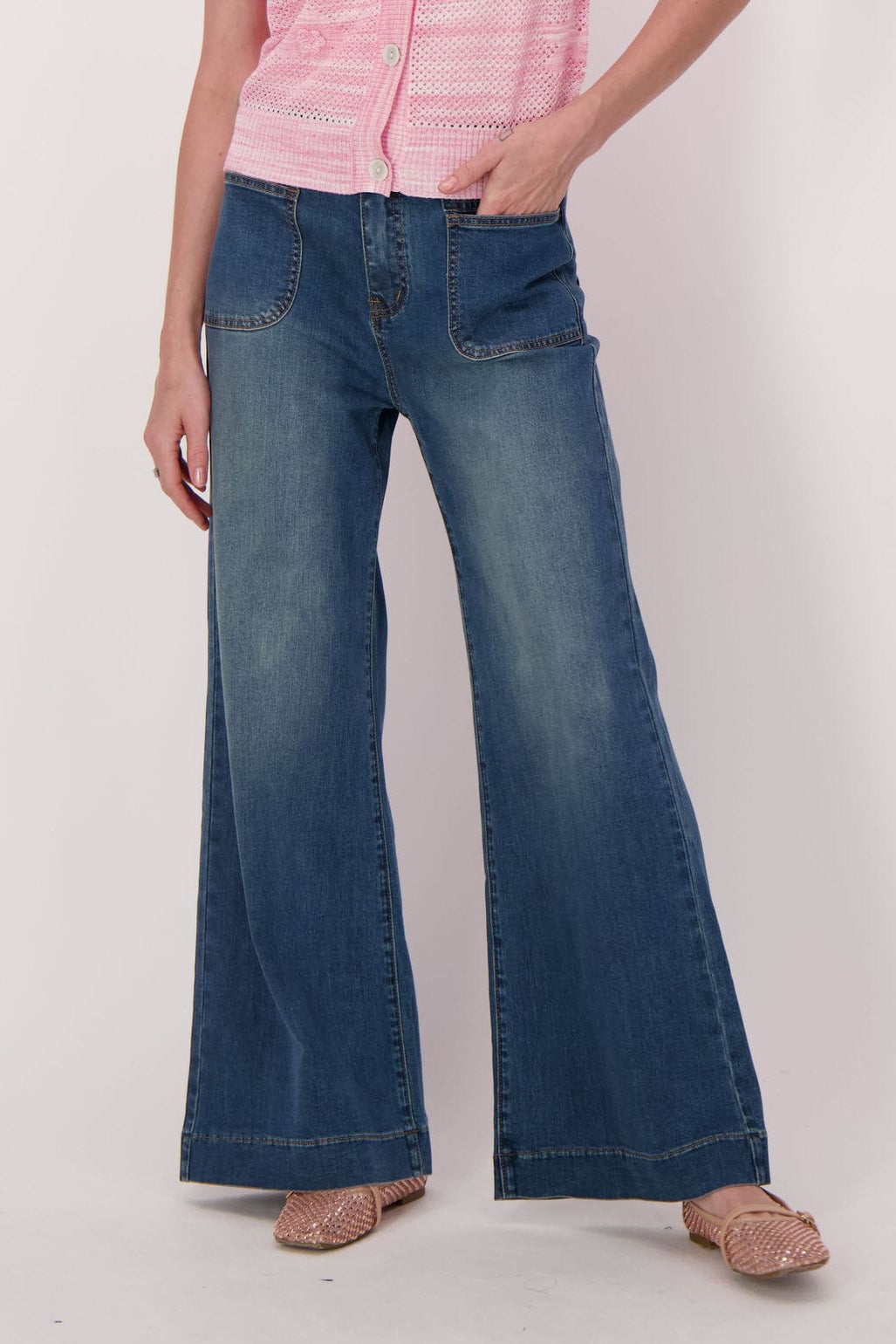Front Patch Pocket Straight Leg Jean