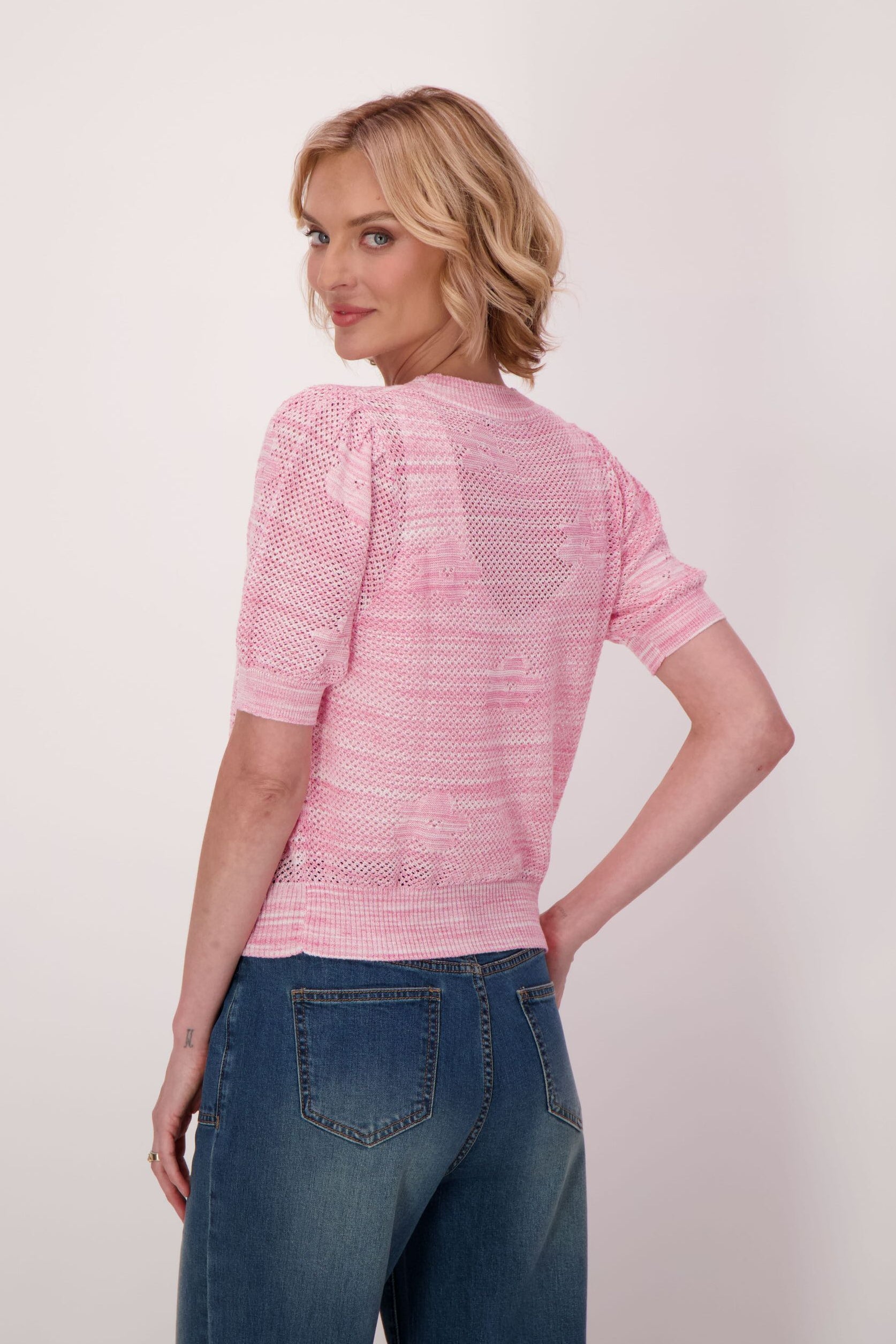 Flower Applique Short Sleeve Cardigan