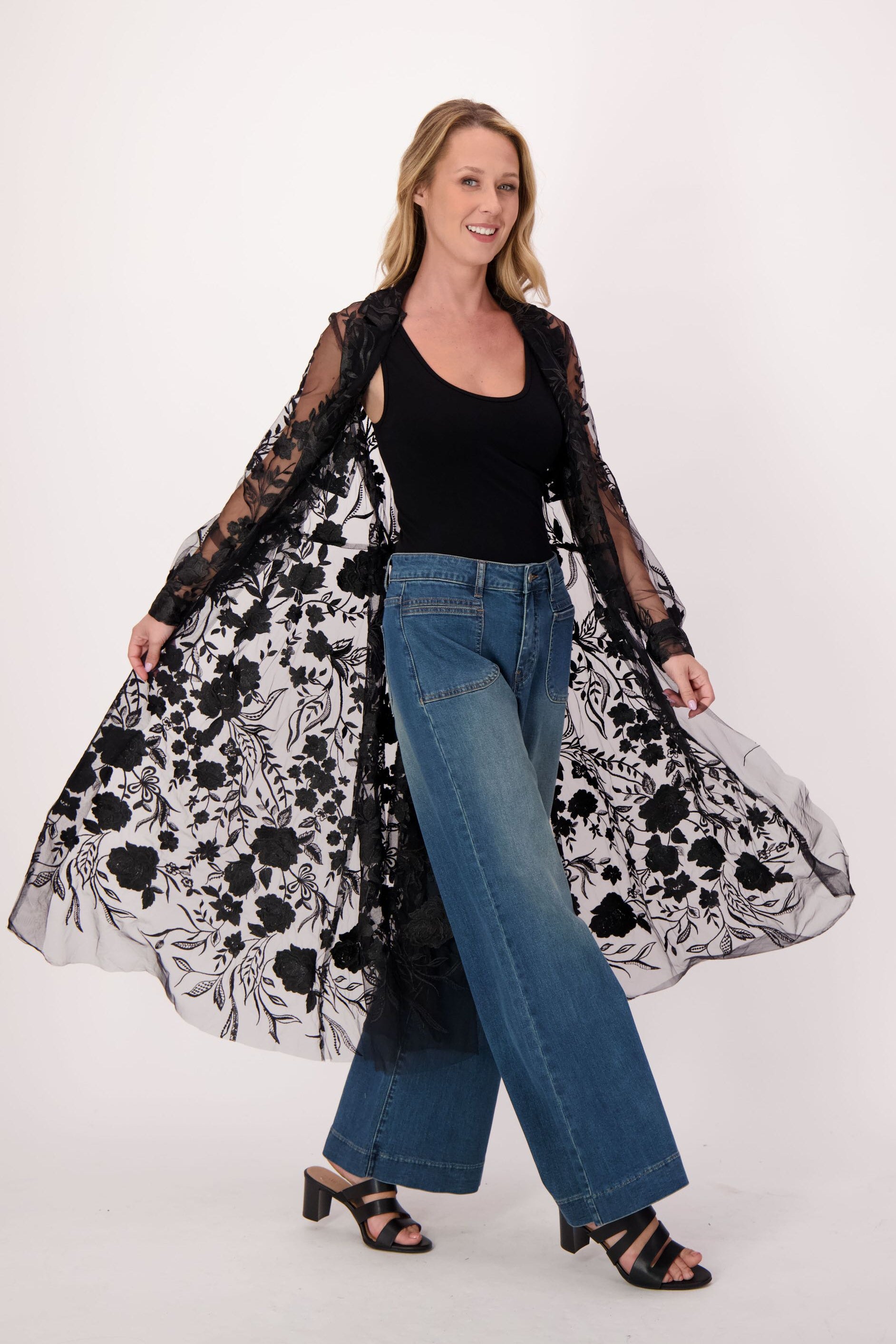 Black Lace Trench Dress/Jacket