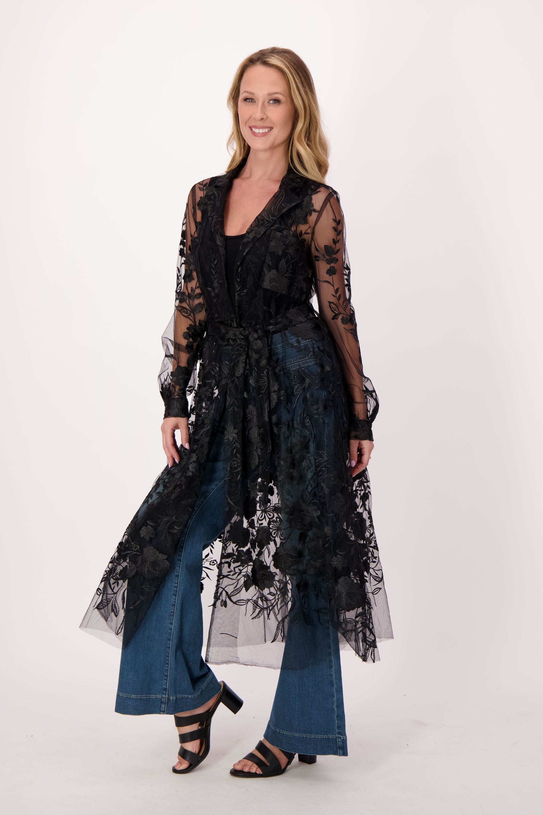 Black Lace Trench Dress/Jacket