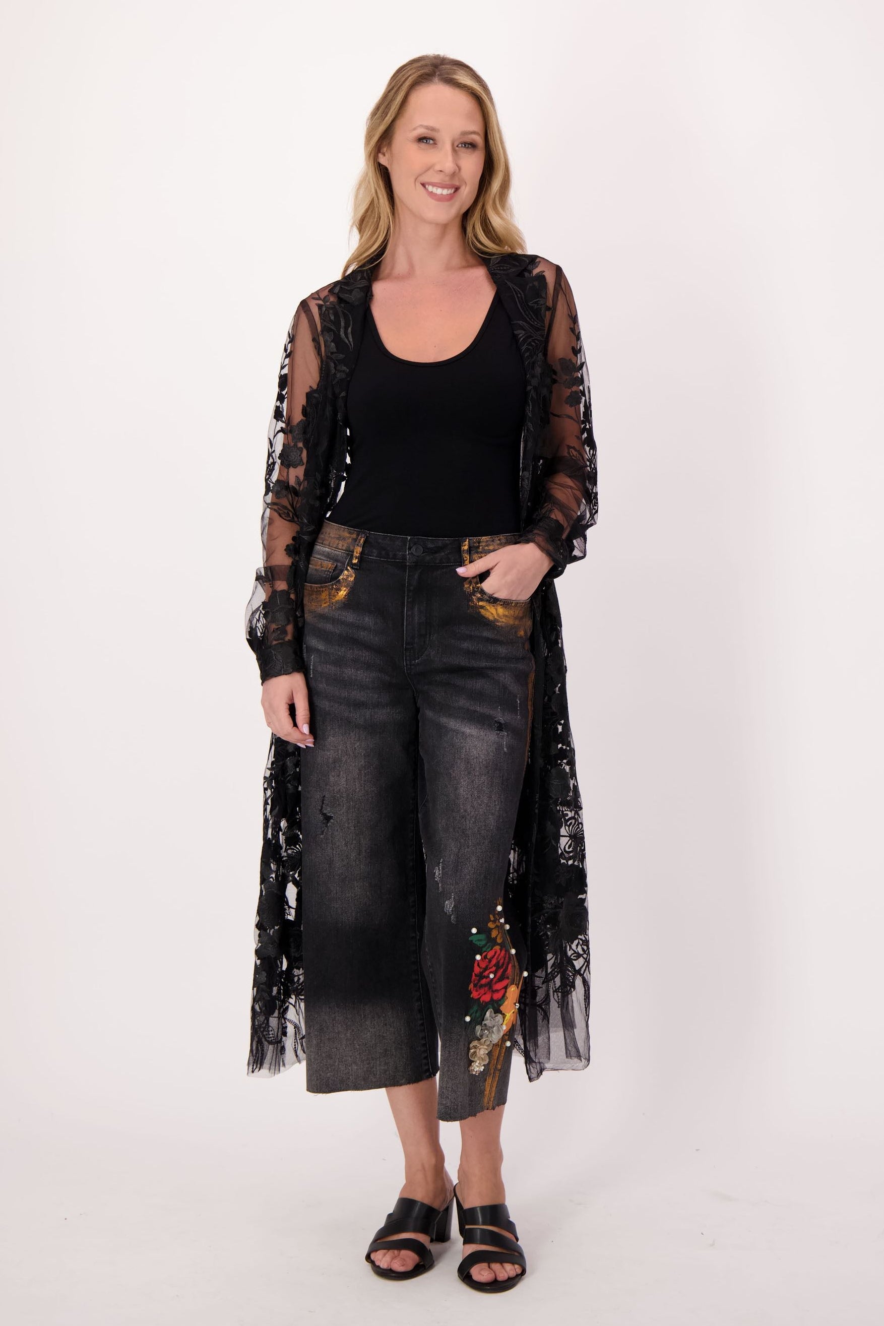 Black Lace Trench Dress/Jacket