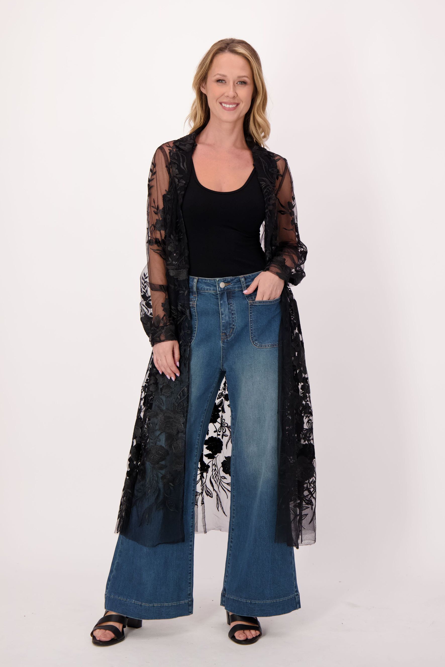 Black Lace Trench Dress/Jacket