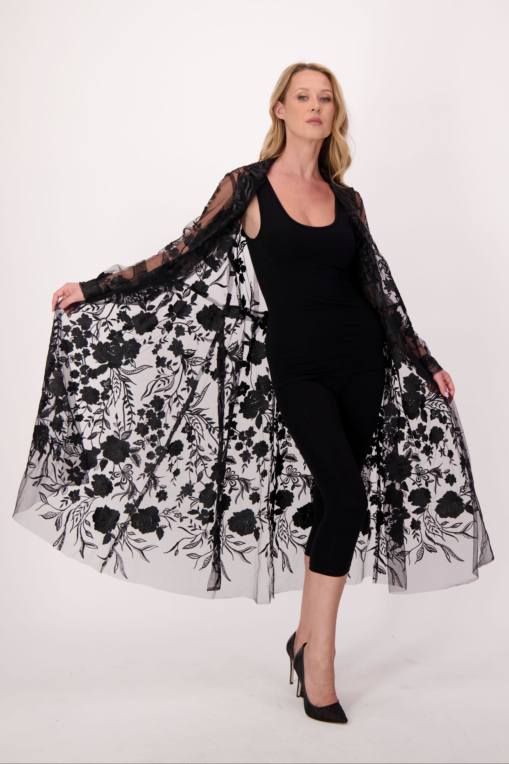 Black Lace Trench Dress/Jacket